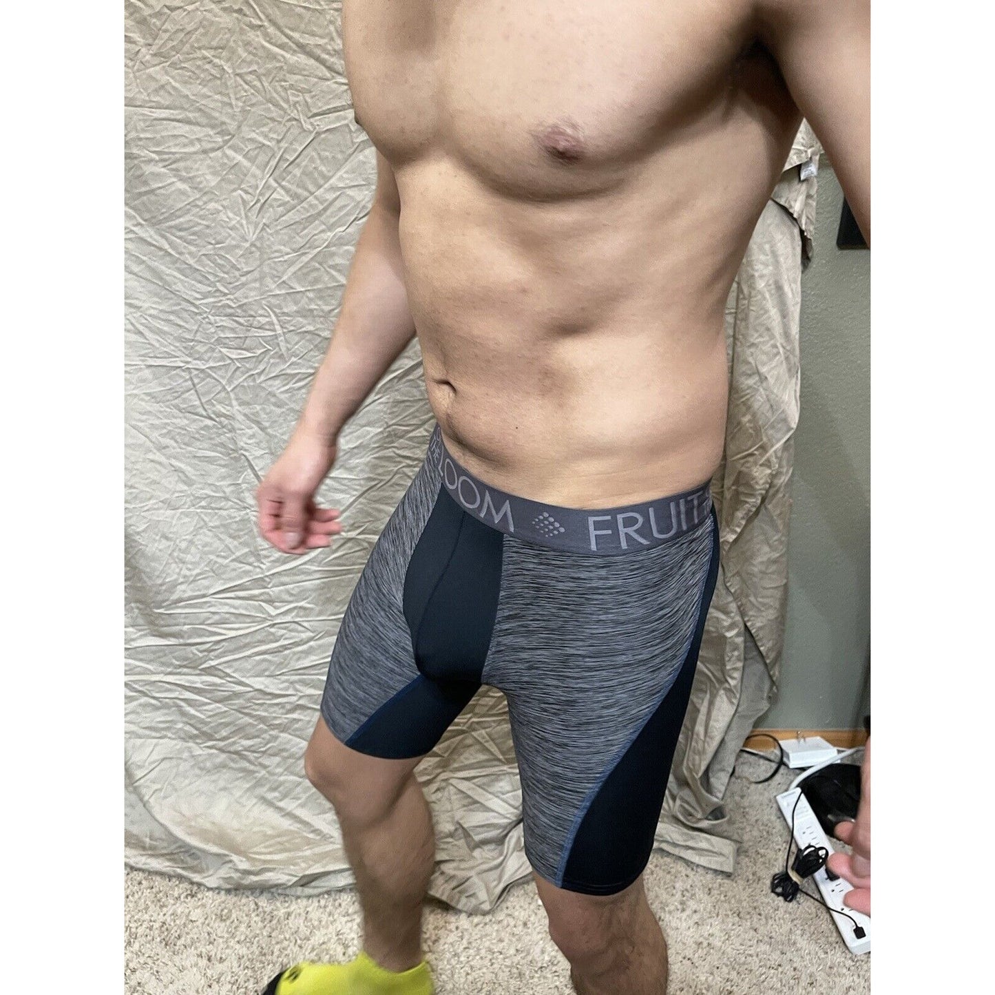 men's fruit of the loom black And Gray compression boxer shorts breathable S