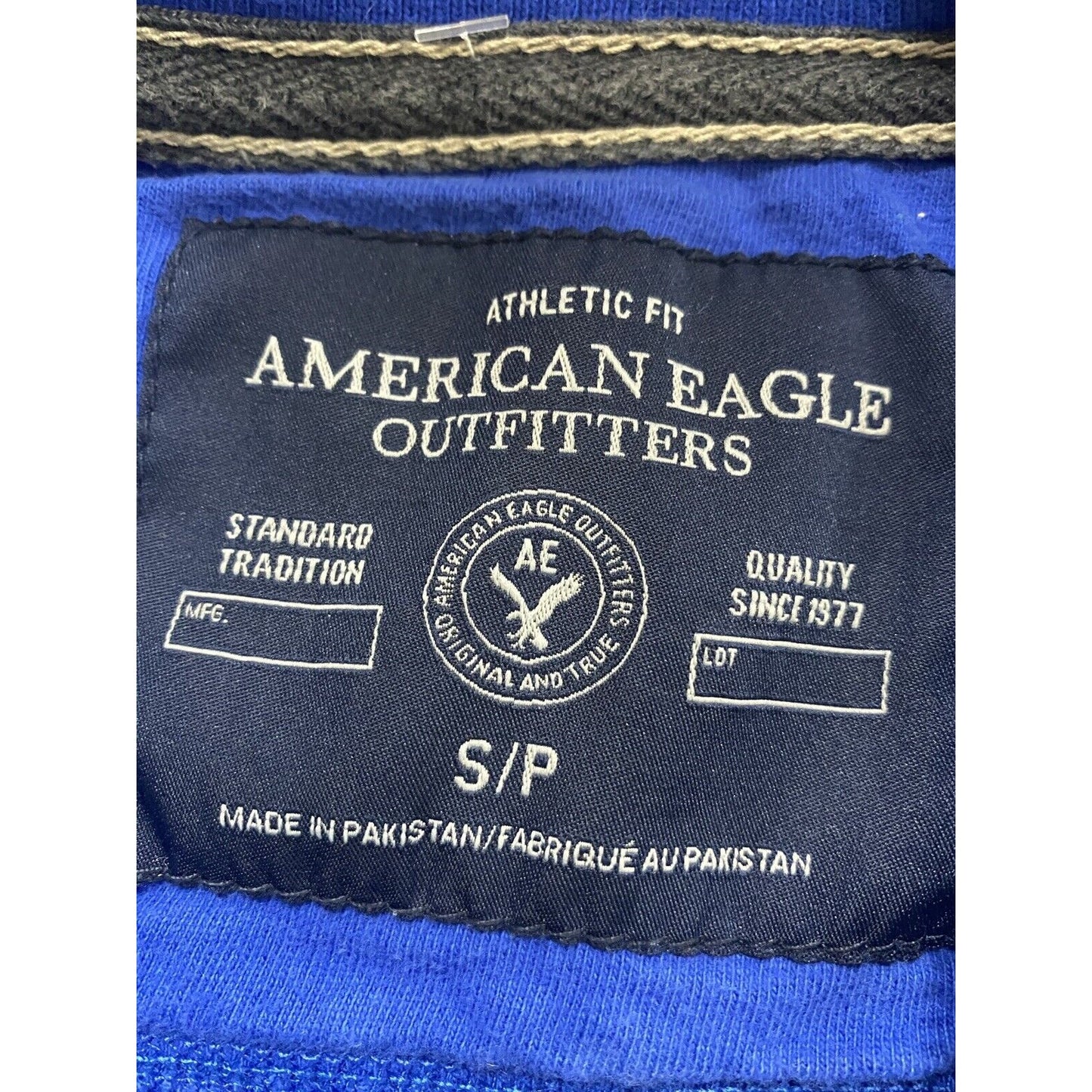 American Eagle Outfitters Royal Blue Striped Mens Small 1/4 Zip Pullover Sweater