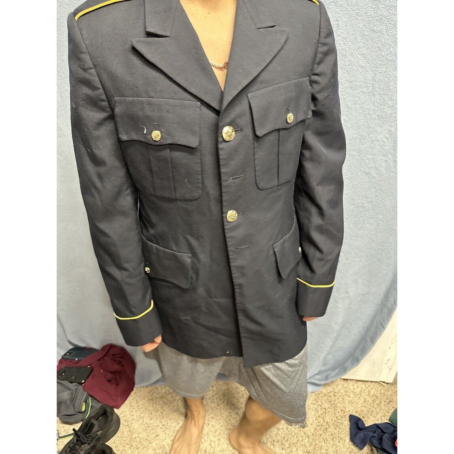 Men’s Army Coat Army Blue 450 Poly Wool 38L C Uniform Coat Top