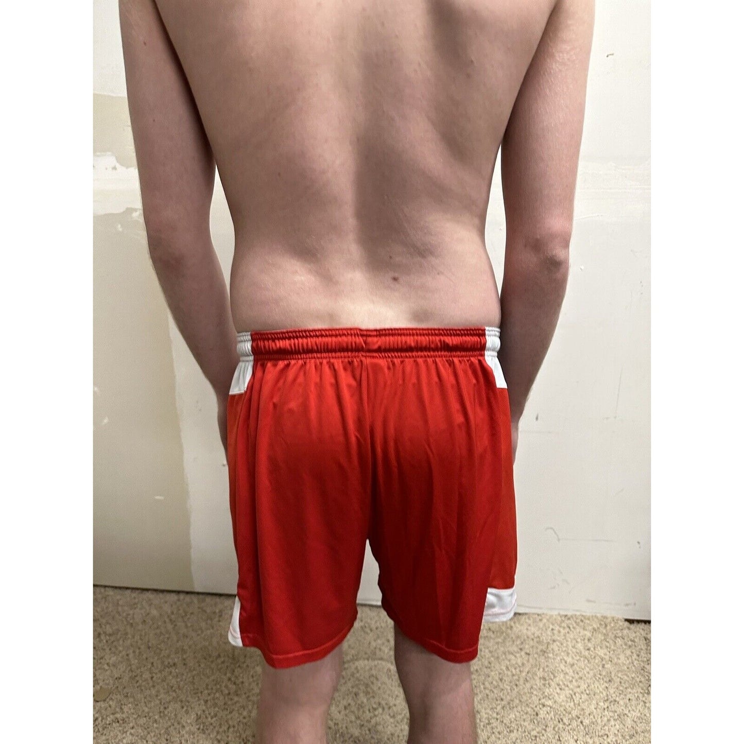 men’s medium under armour red and white athletic shorts
