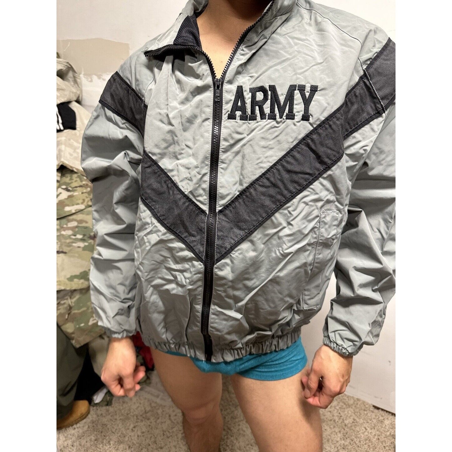 Men’s Army Pt Gray Jacket Small Long Uniform Top