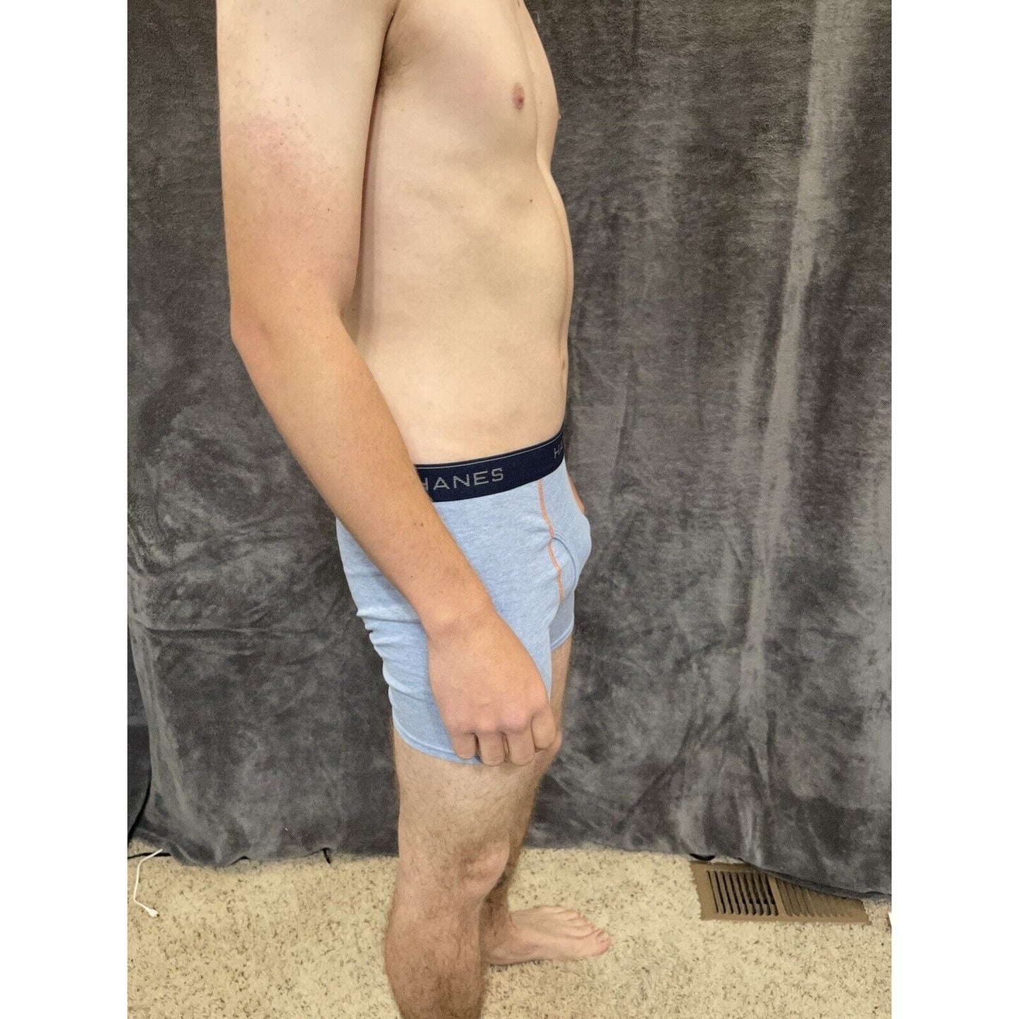 boy's Hanes youth XL Light Blue With Orange boxer brief