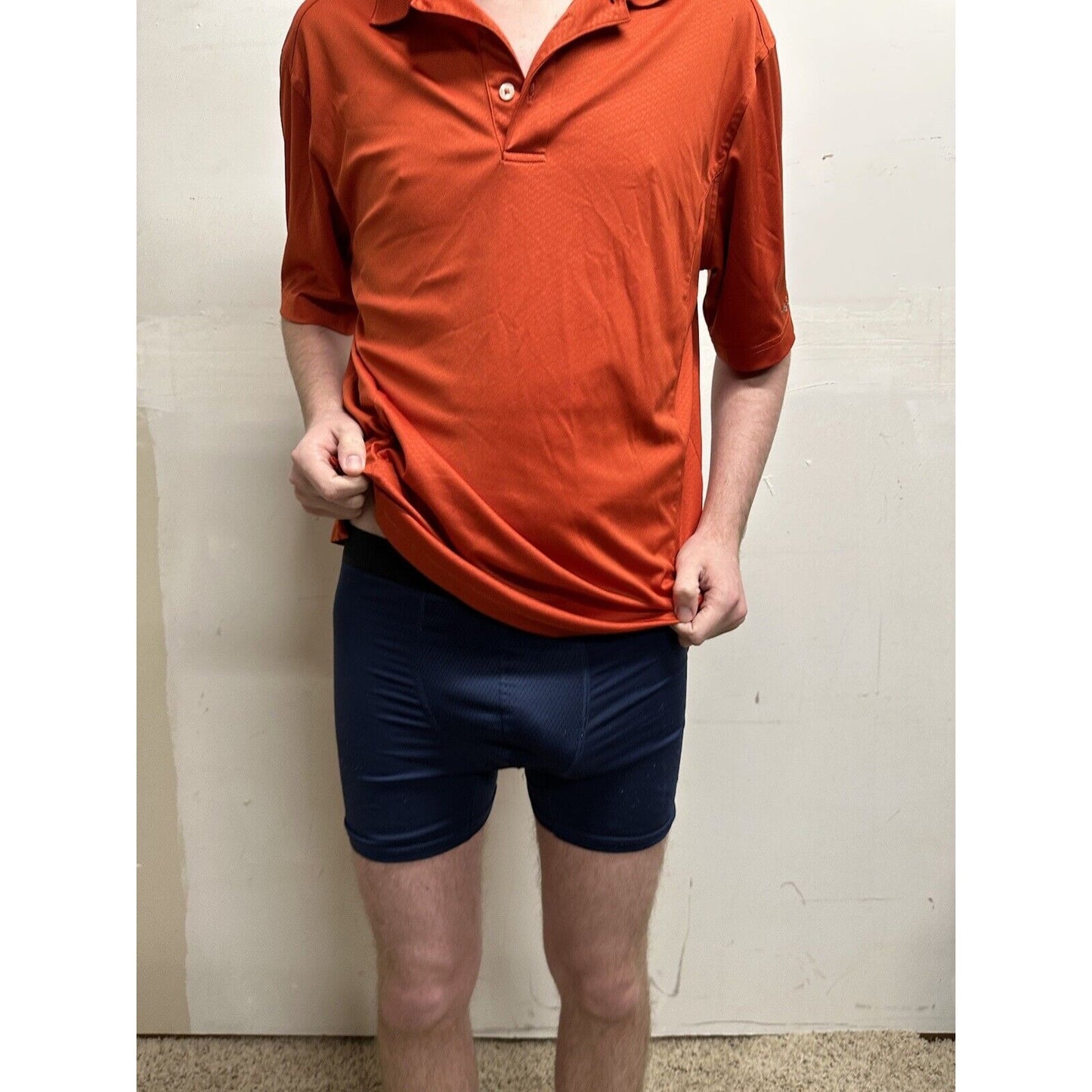 Greg Norman For Tasso Ella Play Dry Orange Medium Polo Shirt Short Sleeve