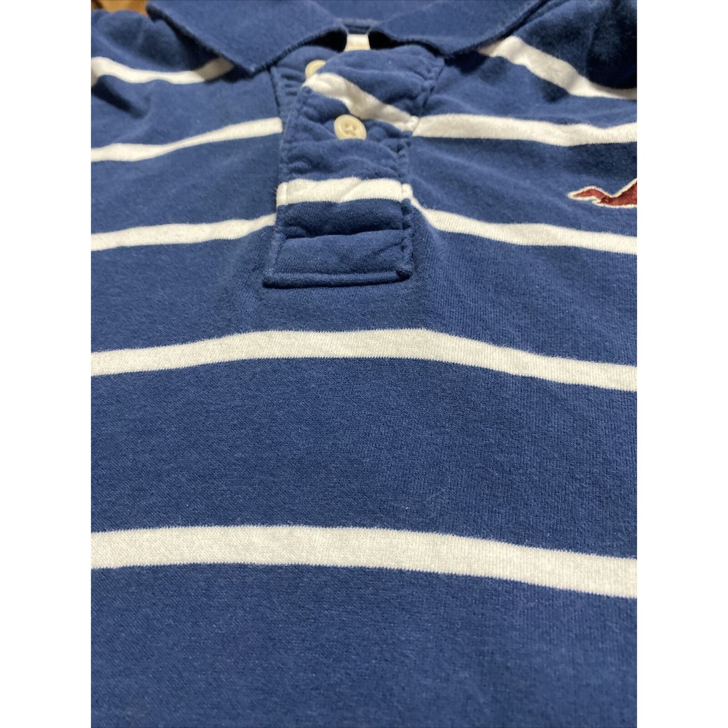 Hollister Men’s XL Midnight Blue & White Stripes Cotton Polo Shirt