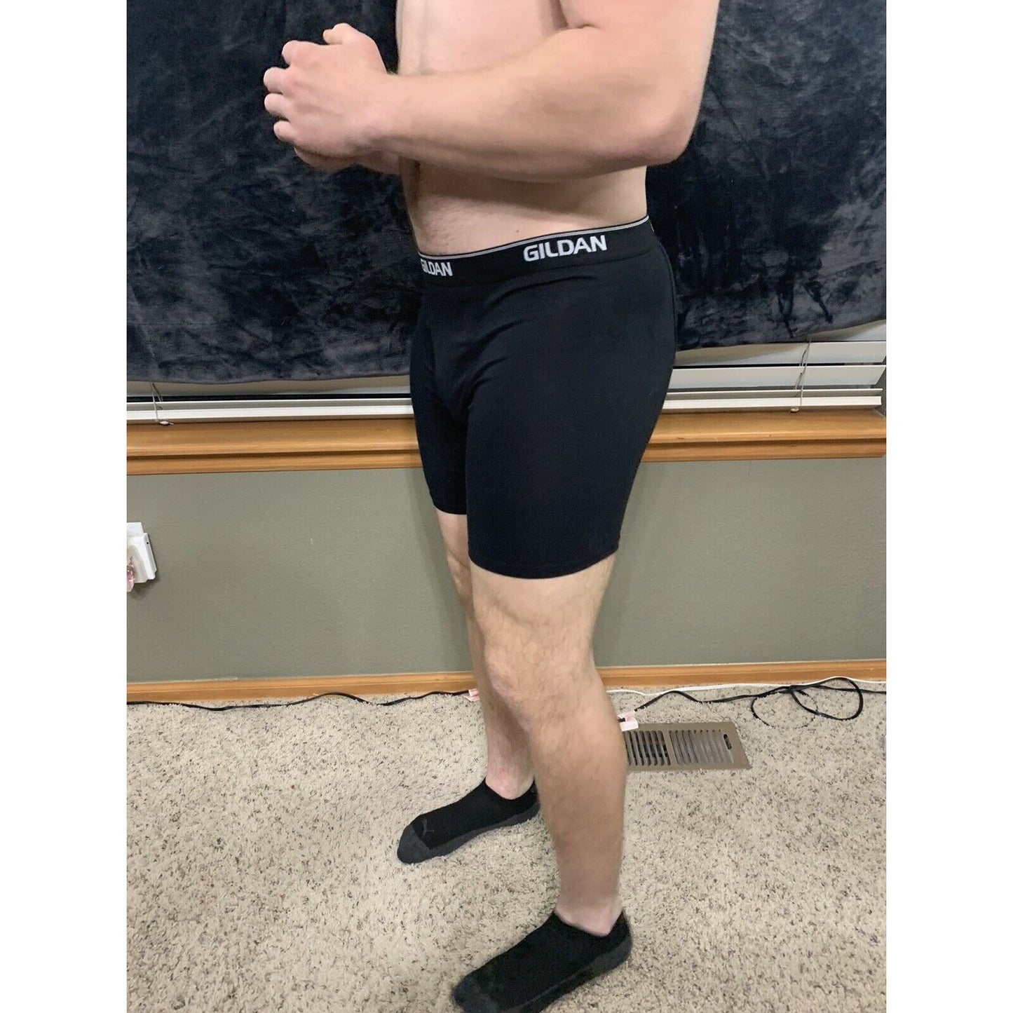 Gildan Black Boxer Briefs Spandex/cotton/poly Blend Large