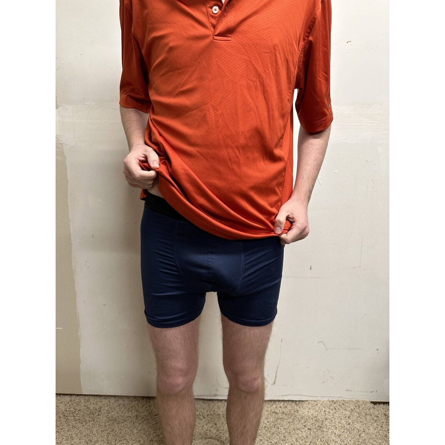Greg Norman For Tasso Ella Play Dry Orange Medium Polo Shirt Short Sleeve