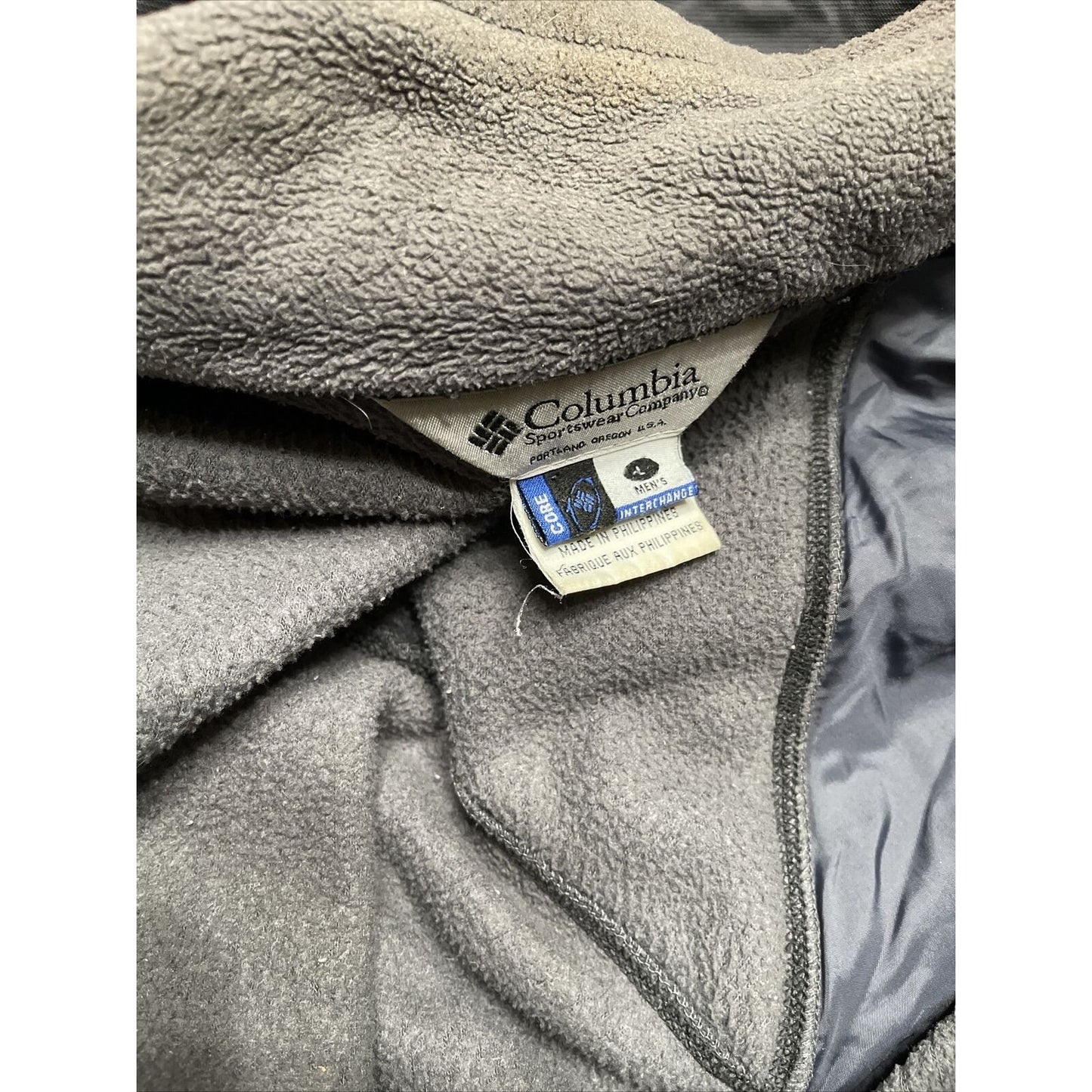 Men's Columbia Core Interchange Large green and gray Snow Jacket Zip And Buttons