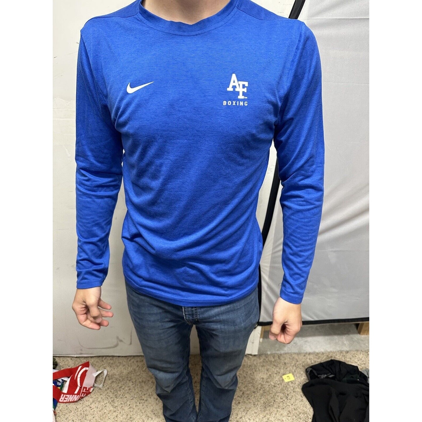 Men’s Long Sleeve USAFA Air Force Academy Boxing Blue Nike Shirt Small