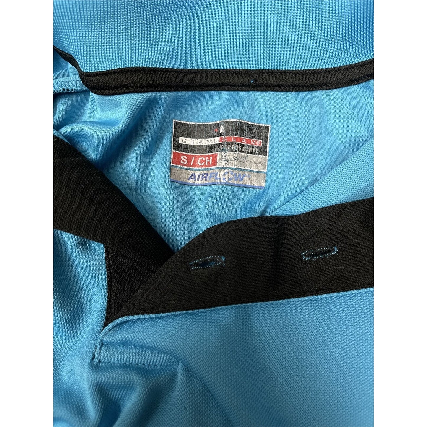 Men’s Grand Slam AirFlow Small Teal Polo Three Button with Black Accents