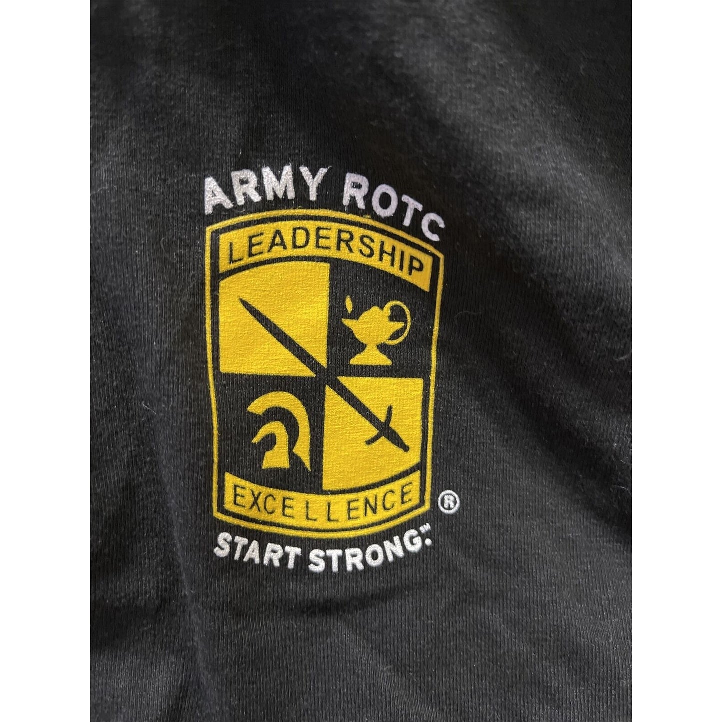 men’s black XL army rotc start strong short sleeve t-shirt