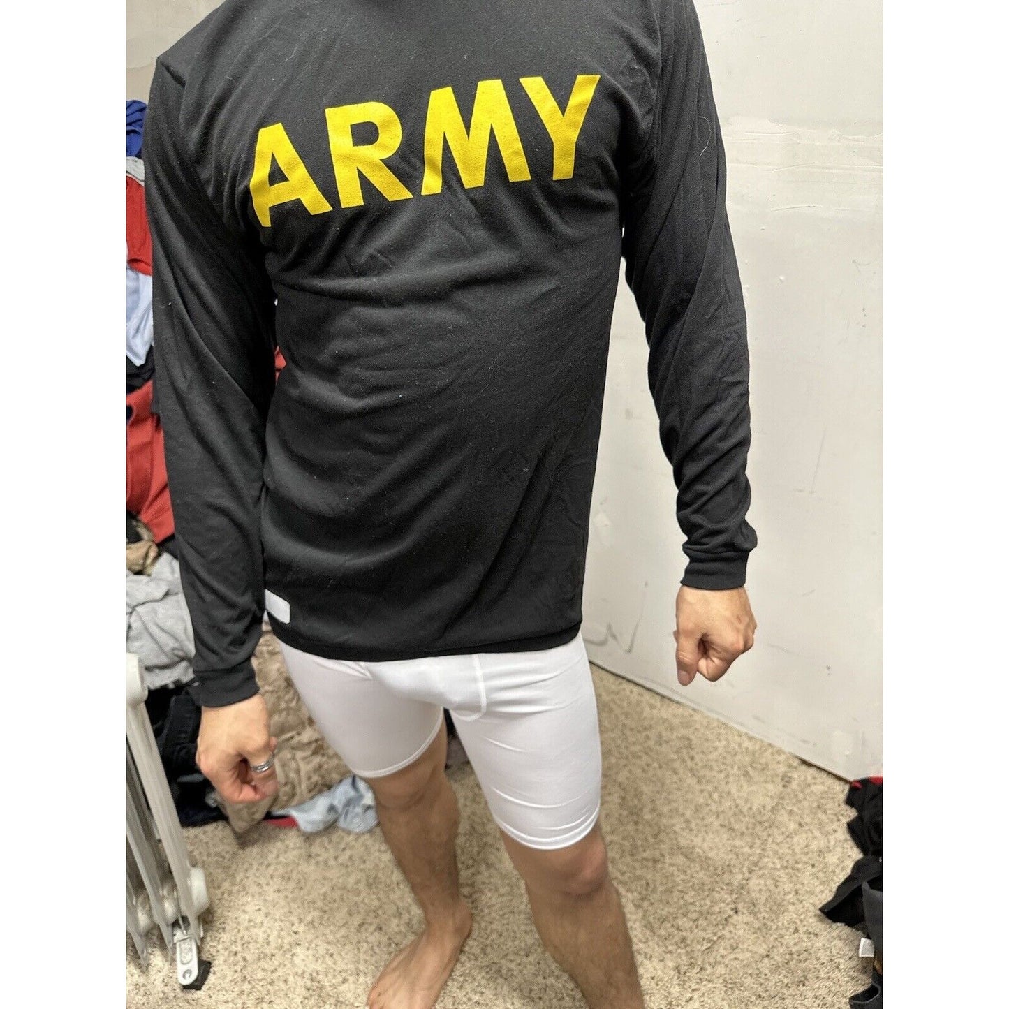 Men’s Army Pt Shirt Long Sleeve Uniform Black Multiple Sizes Long Sleeve