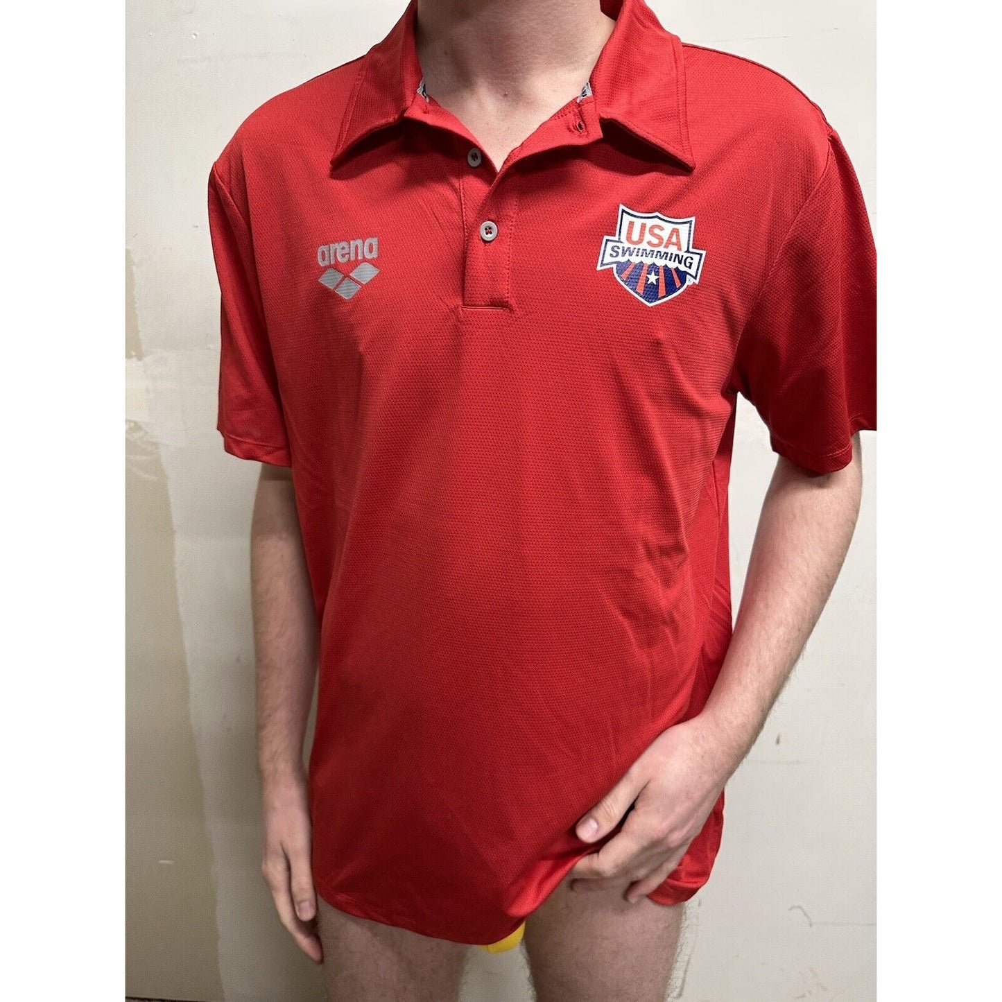 men’s red polo shirt arena usa swimming Size Large