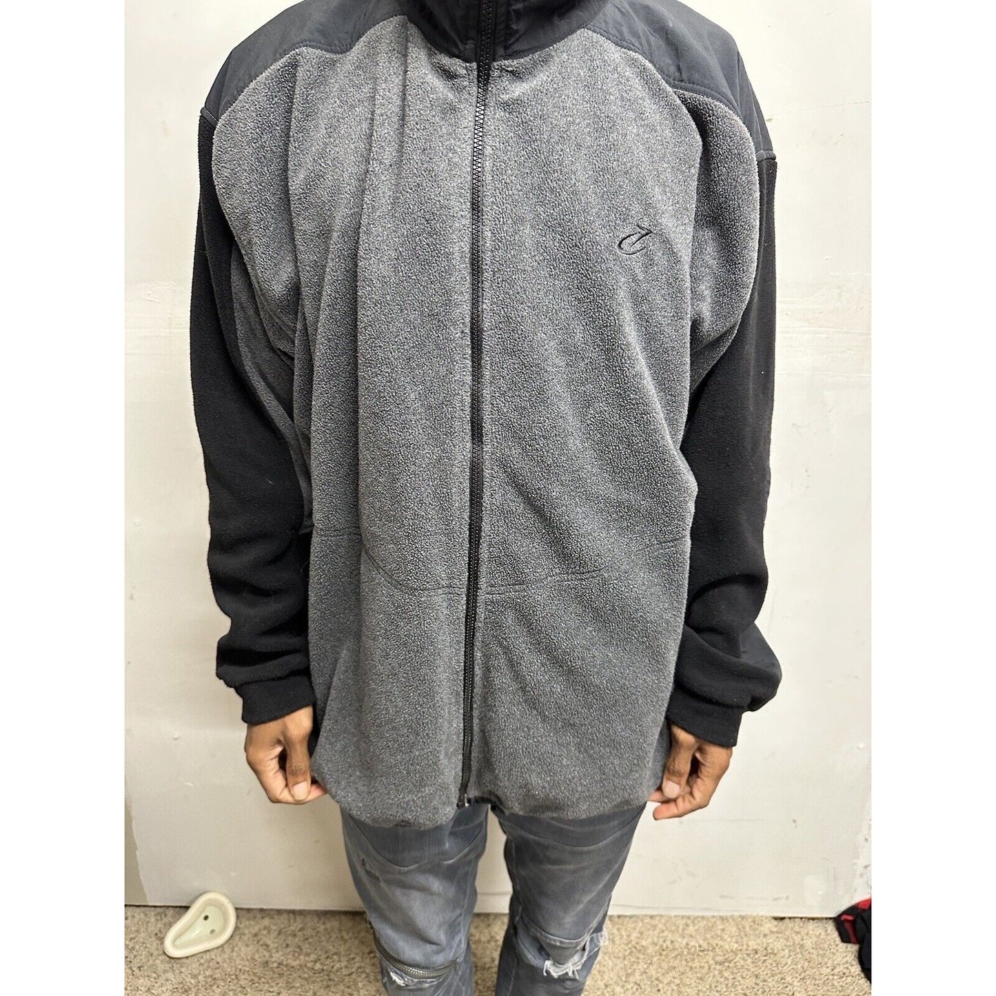 Men’s Gray And Black Bike Performance XL Full Zip Jacket Poly Blend