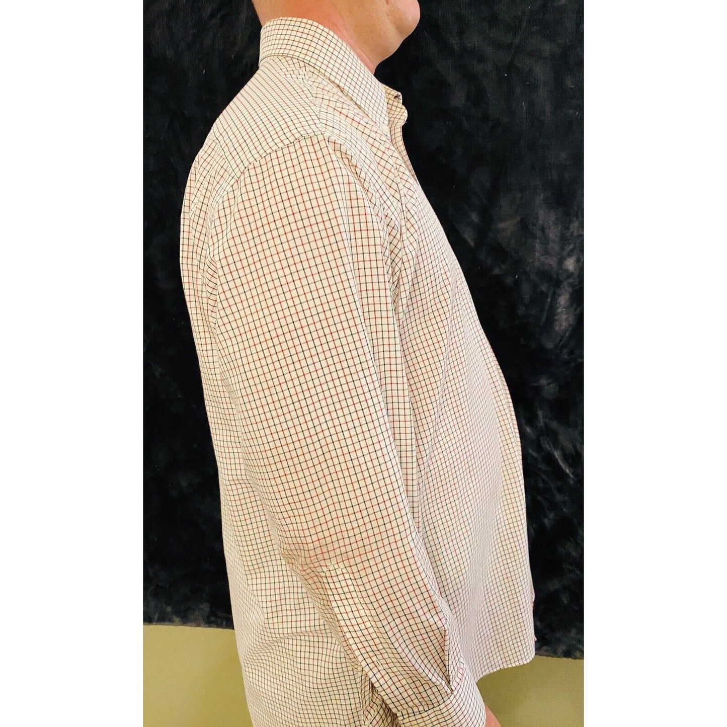 Stafford WrinkleFree Broadcloth Sz 17 32/33 Checkered (red + Black) Long Sleeves