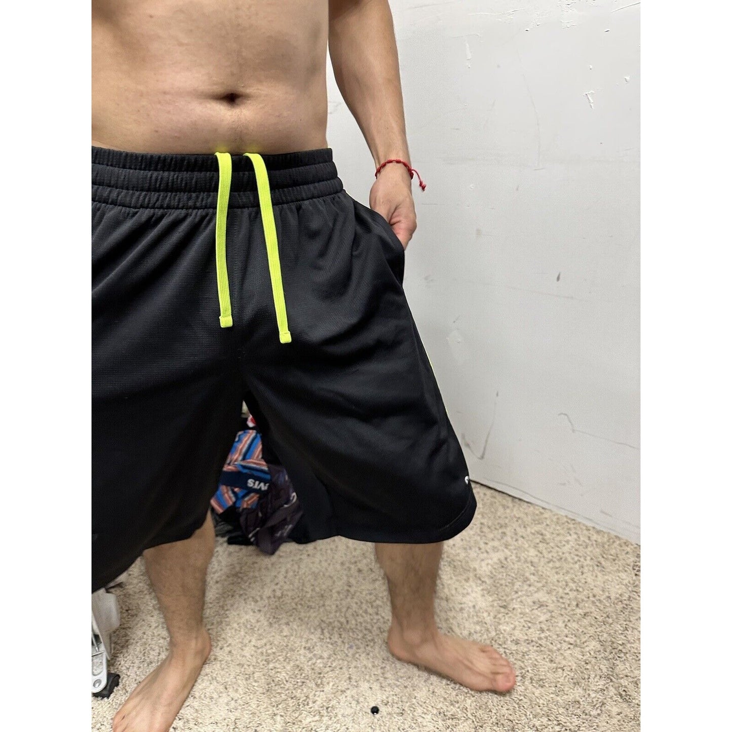 Men’s Black And Neon Yellow Xersion Medium Athletic Shorts With Pockets
