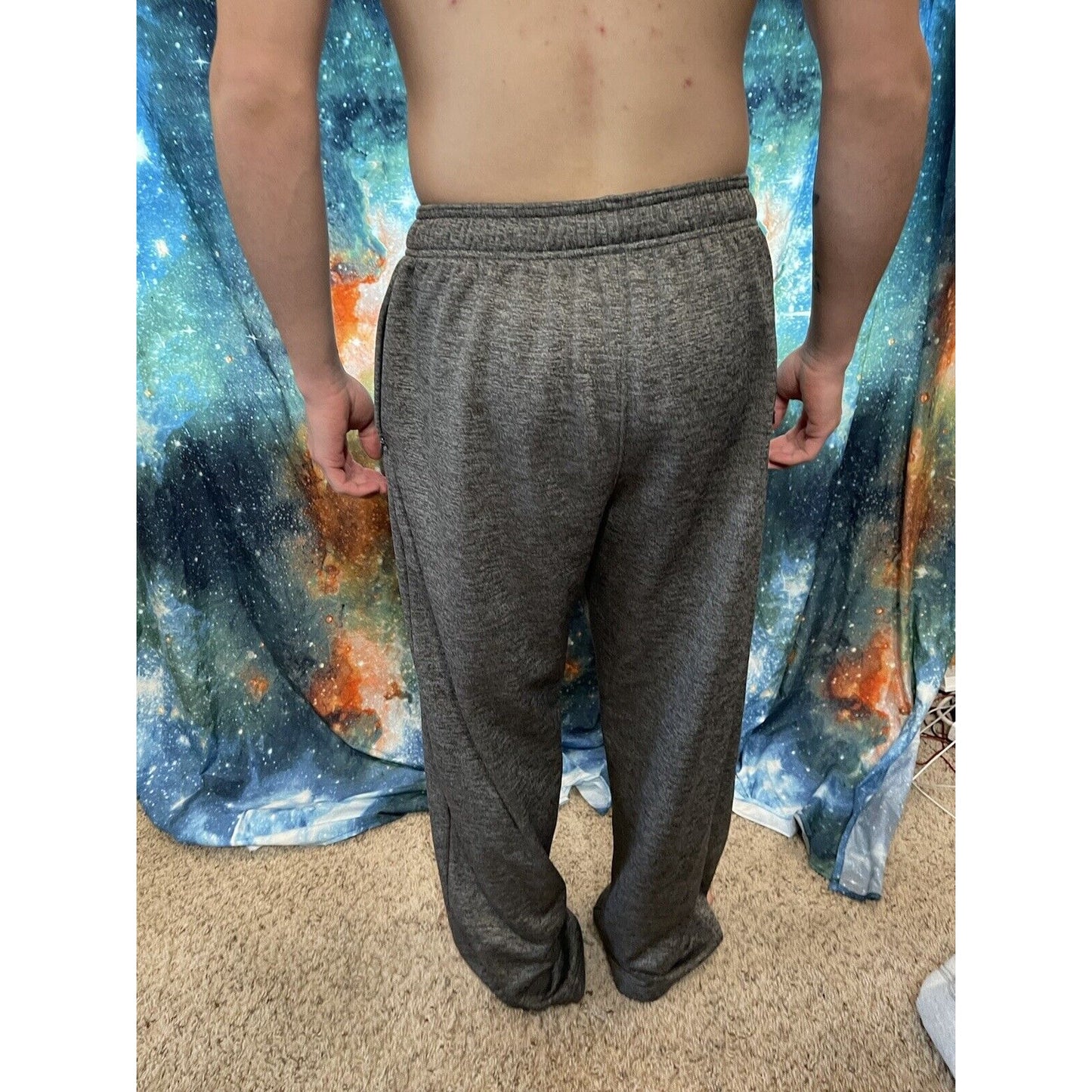 Men's Adidas Medium Gray Sweat pants athletic zip pockets Climawarm