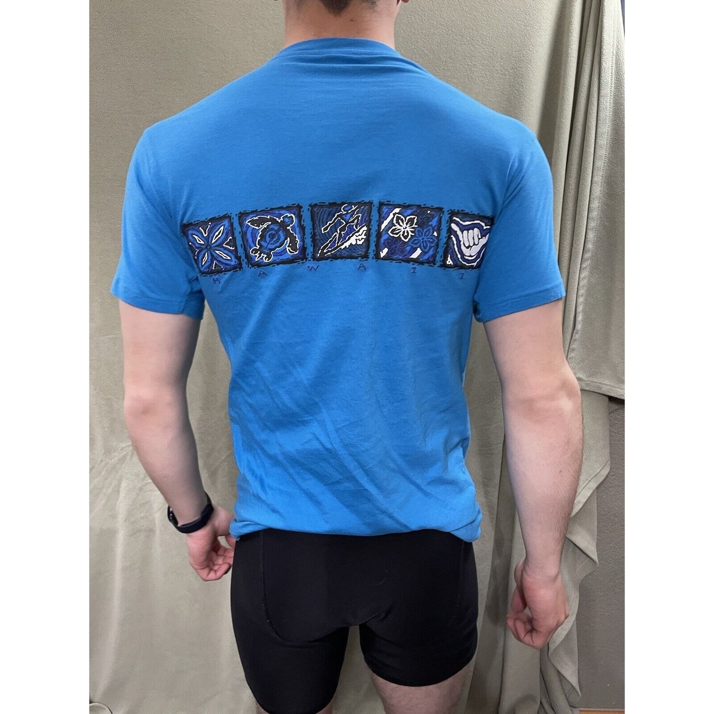 Men’s Startee Medium T-shirt Teal Hawaiian