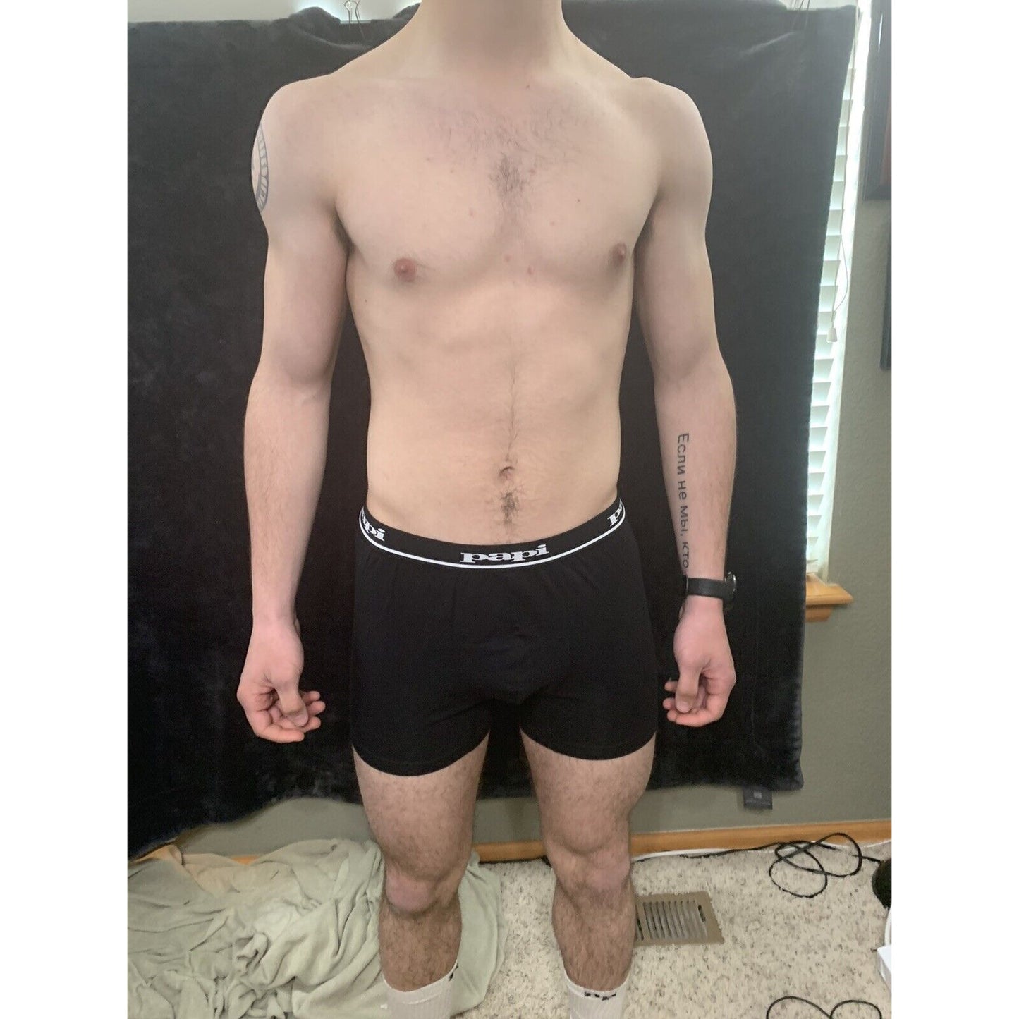 Men’s Papi Medium Boxer Briefs Black 5% Spandex