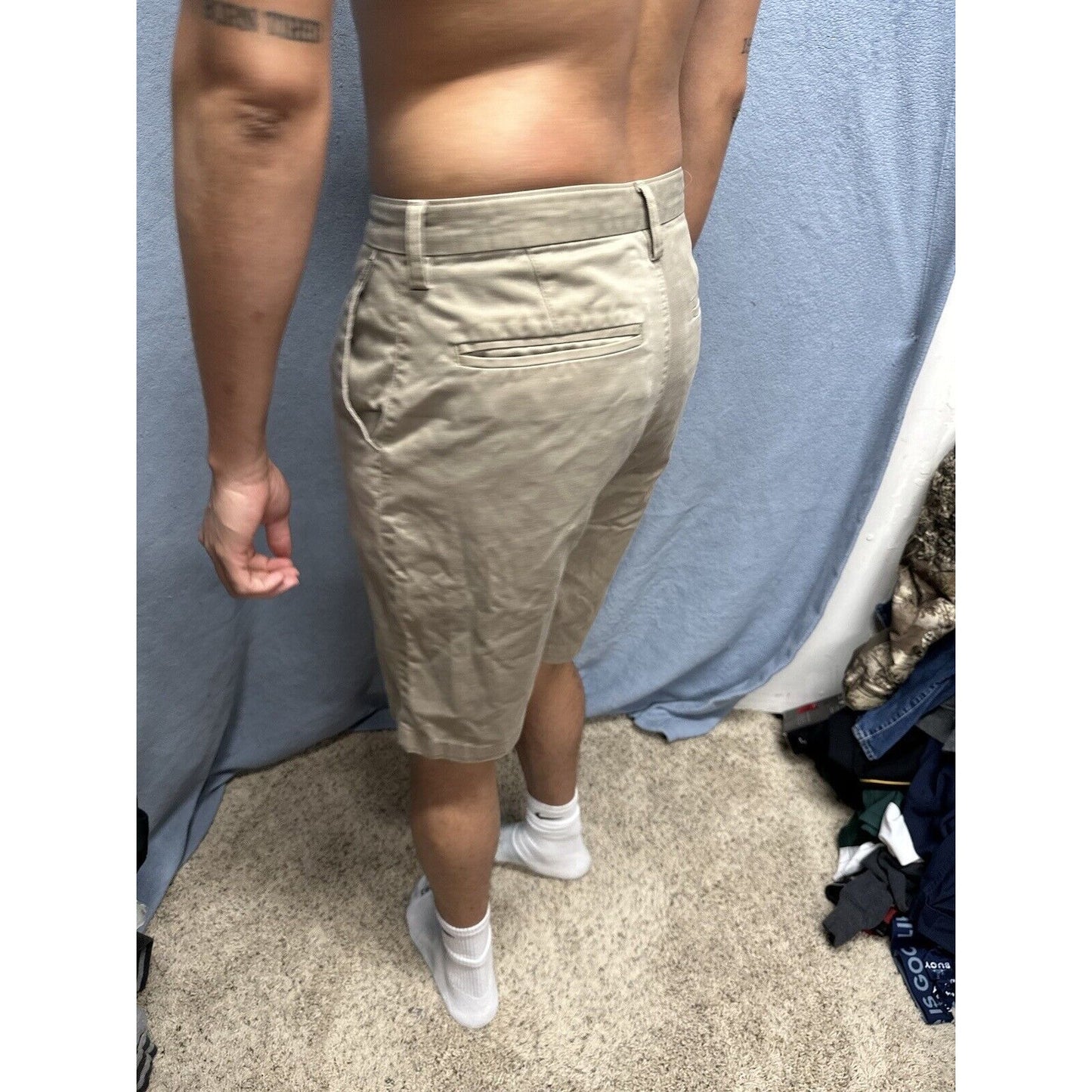 MENS BILLABONG Tan Beige Khaki CARTER STRETCH Flat Front Chino Shorts 31