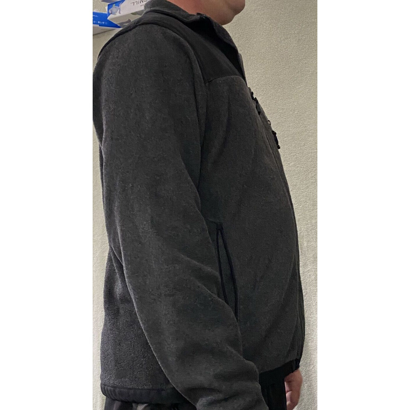 Old Navy Men's Large Black & Dark Gray Polyester-blend Zip-up Fleece Jacket