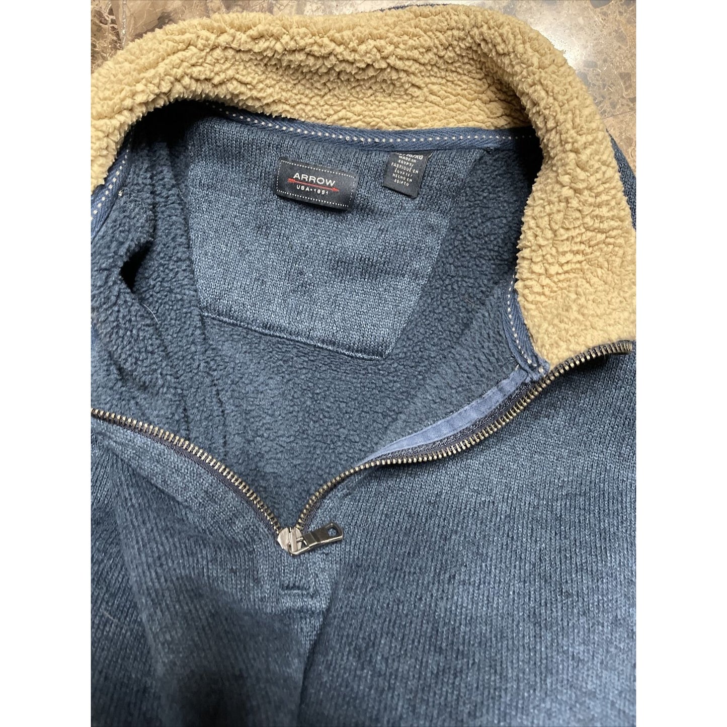 Men's Arrow XL blue quarter zip pullover sweater
