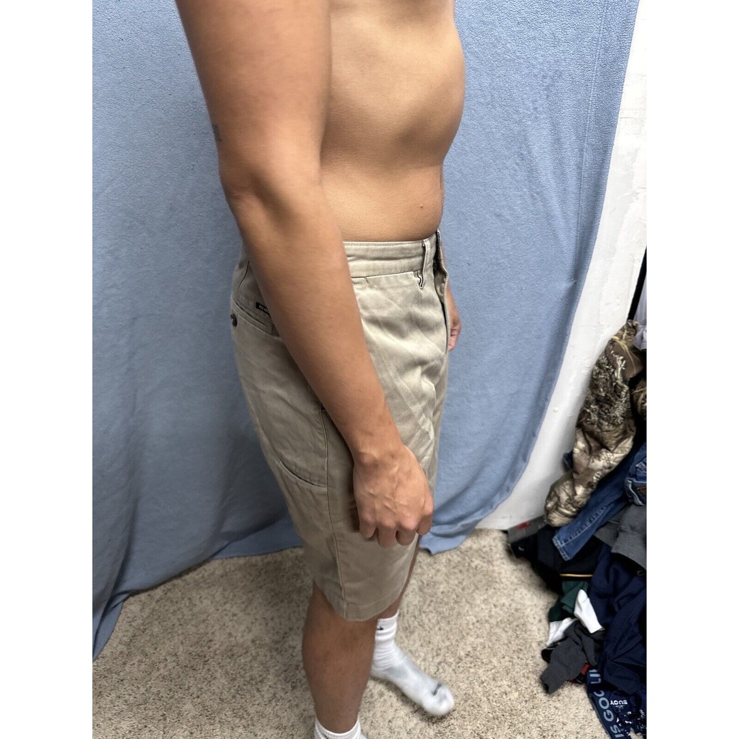 MENS BILLABONG Tan Beige Khaki CARTER STRETCH Flat Front Chino Shorts 31