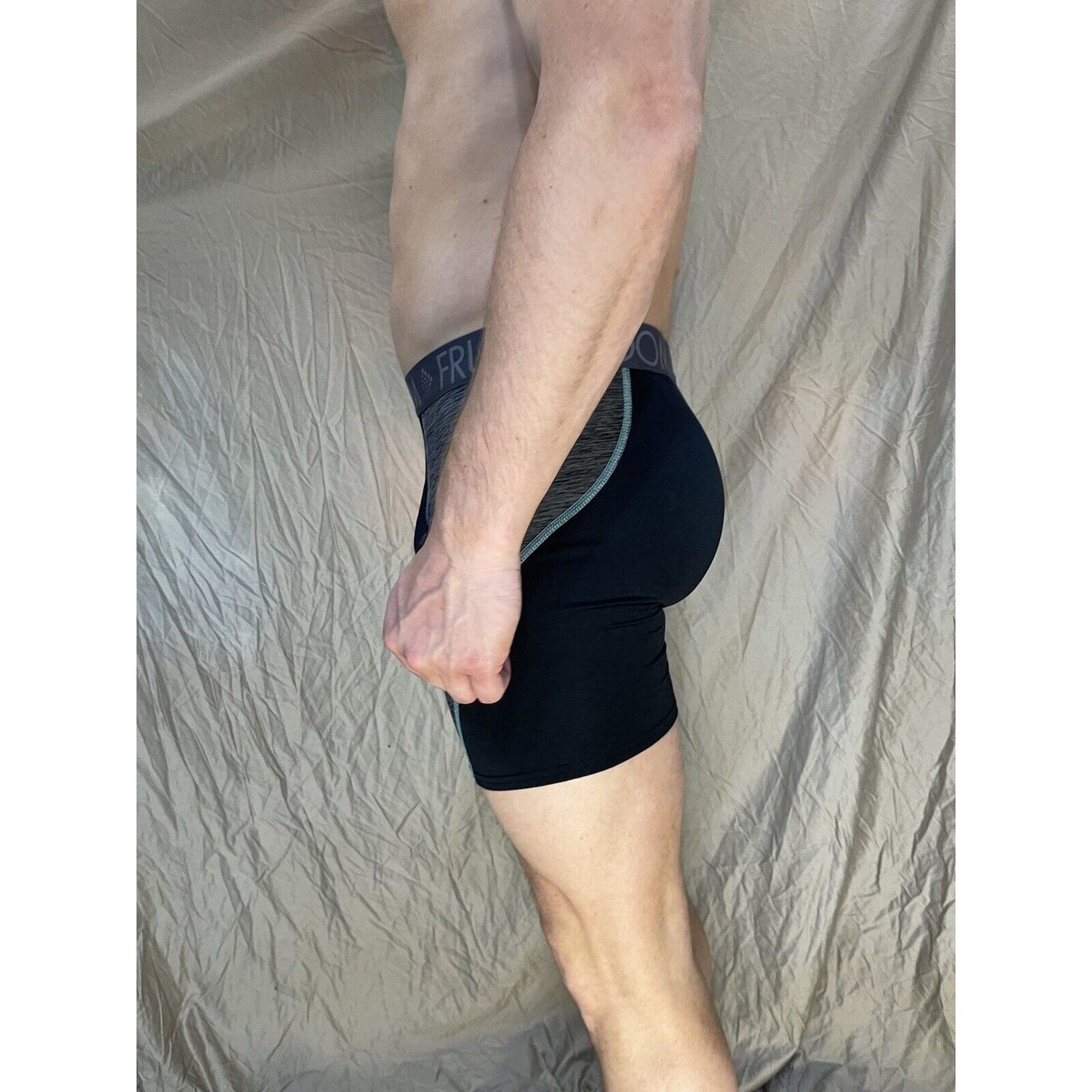 men's fruit of the loom XL compression boxer briefs breathable Black And Gray