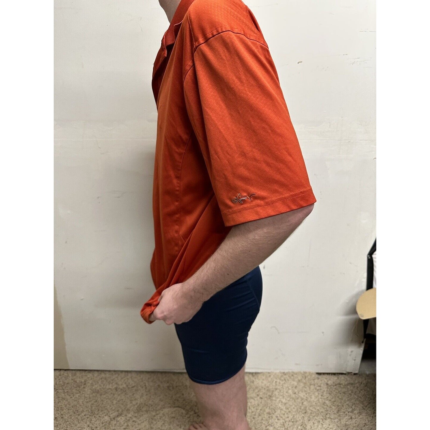 Greg Norman For Tasso Ella Play Dry Orange Medium Polo Shirt Short Sleeve