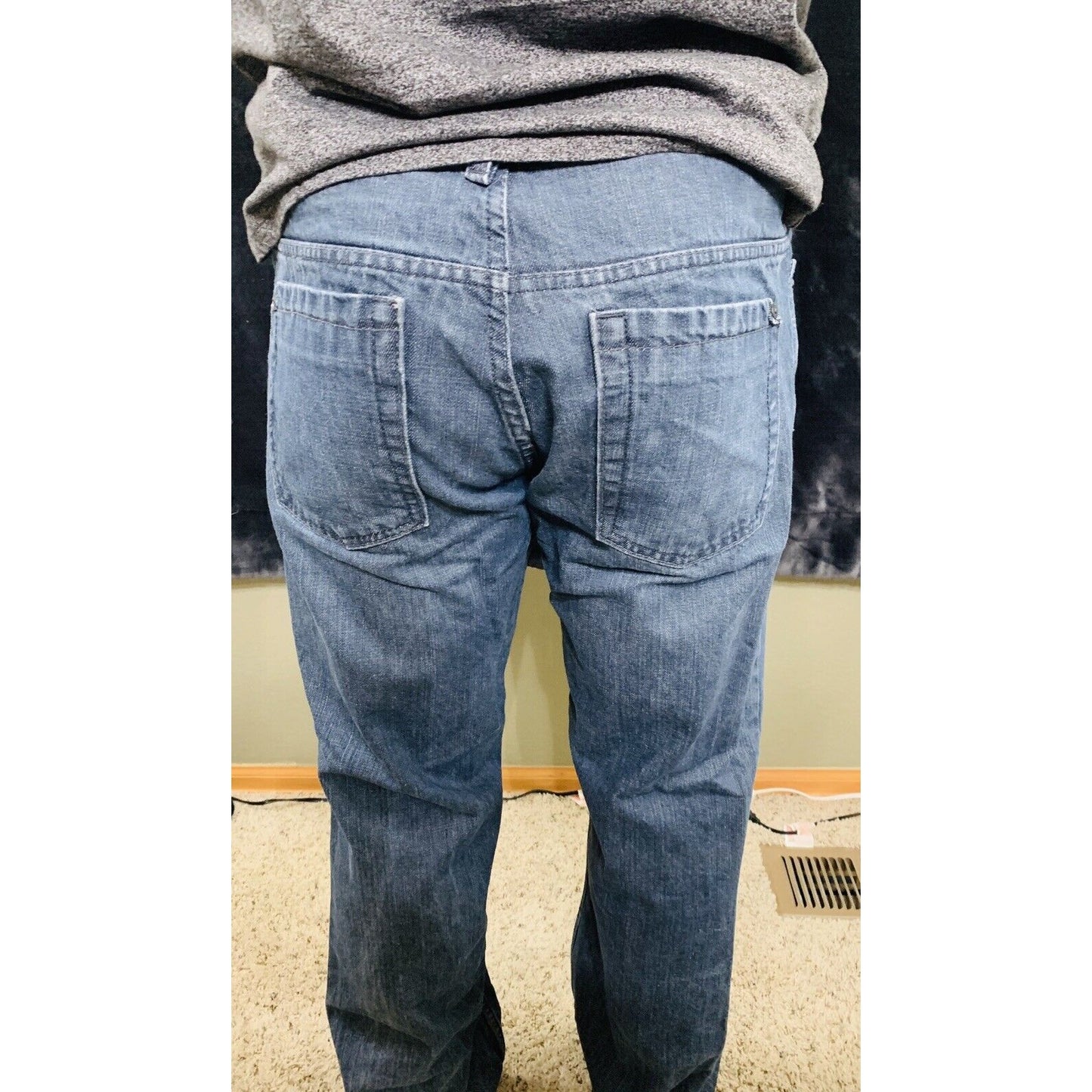 Men's Old Navy Dark Blue Faded Wash Straight Jeans Size 34x34