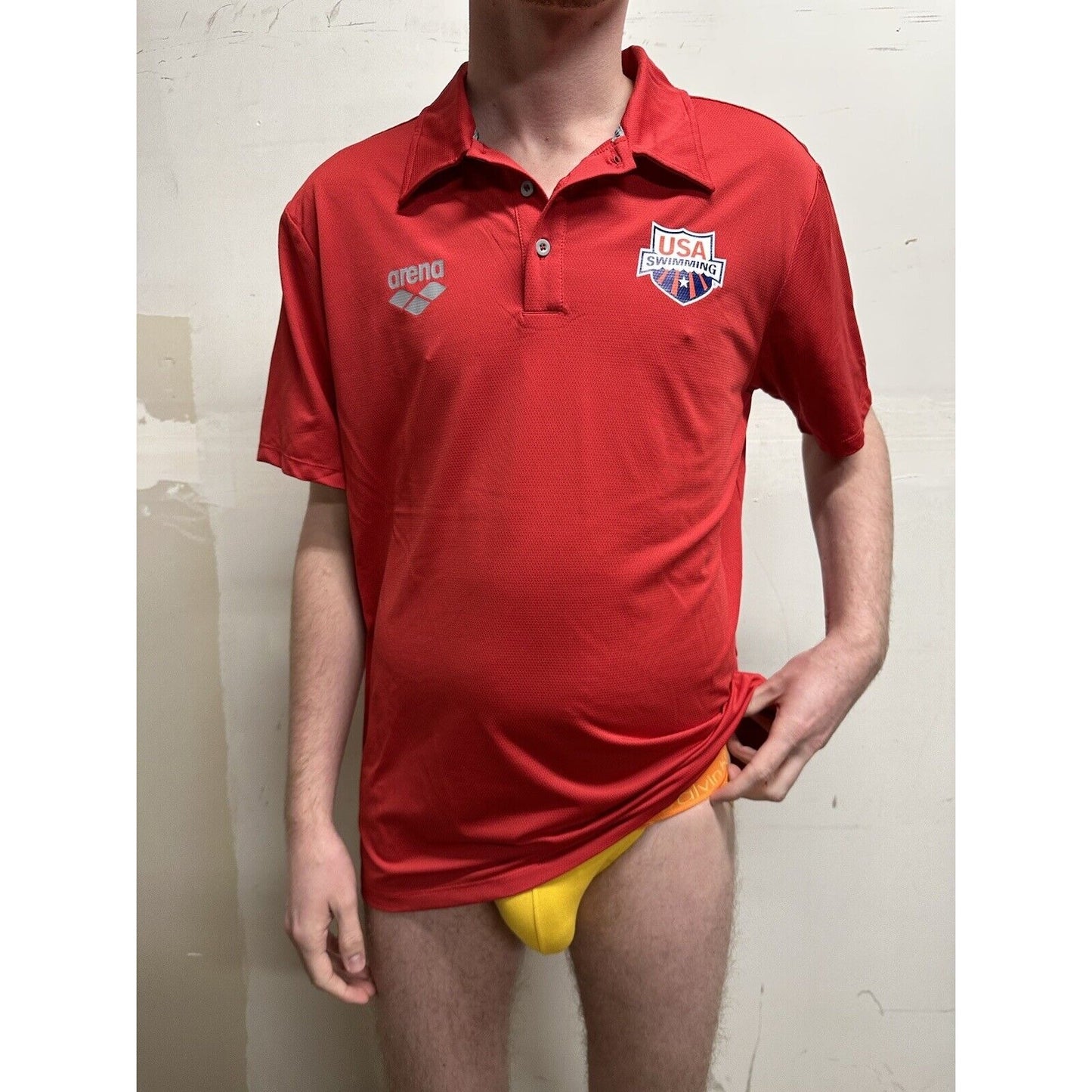 men’s red polo shirt arena usa swimming Size Large