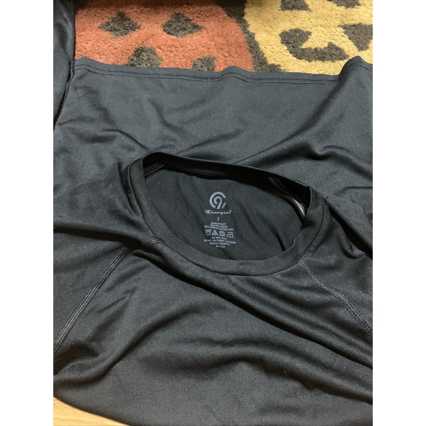 Athletic Fit Men’s Black Long Sleeve Polyester Small Shirt