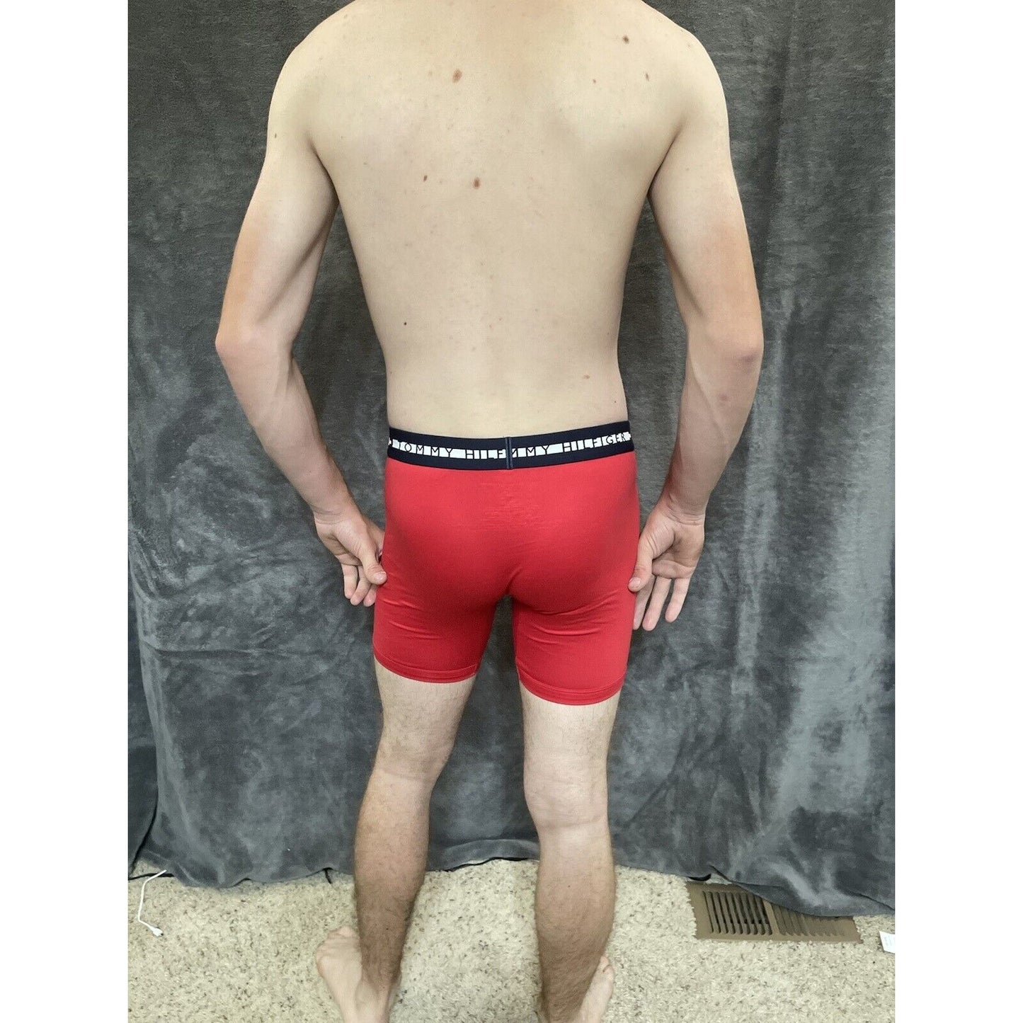 men's small tommy hilfiger red 8% elastane compression boxer brief