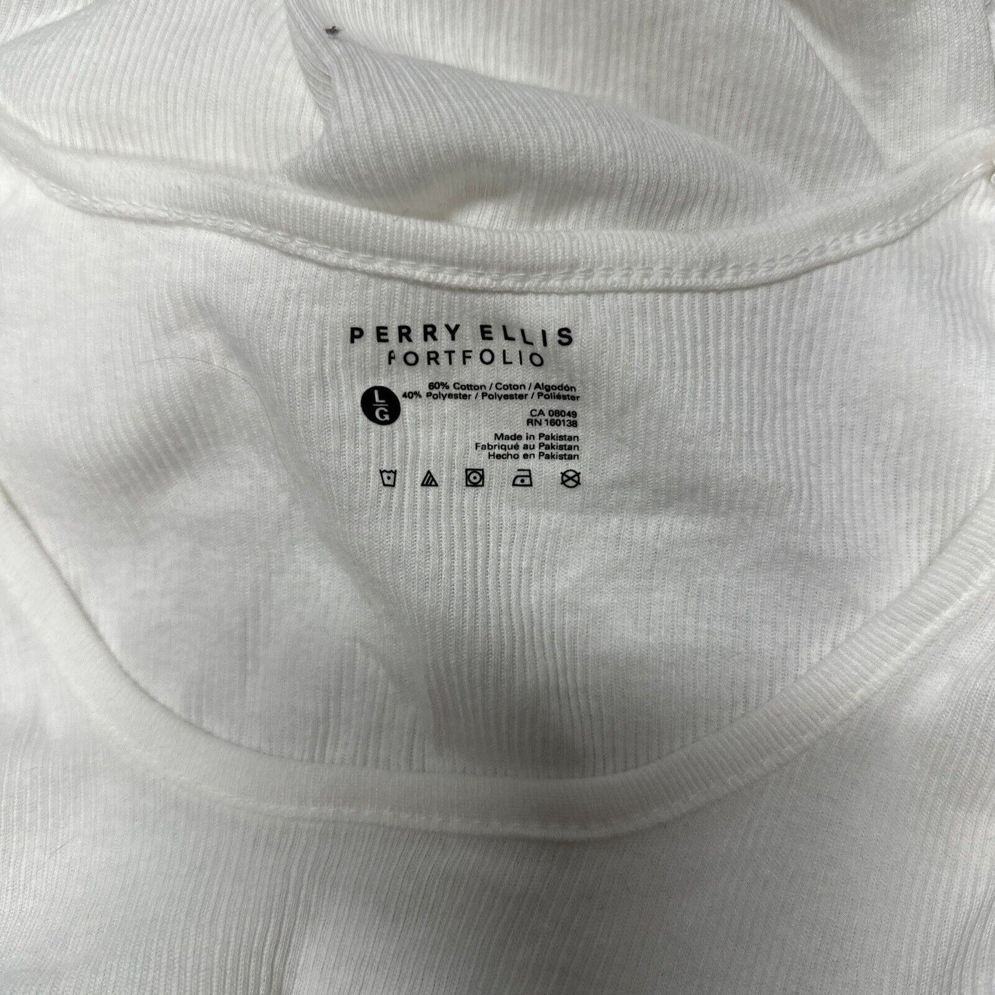 Men’s Perry Ellis Portfolio Large Tank Top Muscle Shirt White
