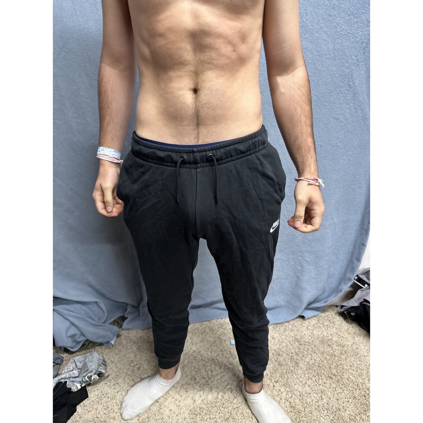 Men’s Small Nike Black Cotton Poly Sweat Pants With Pockets
