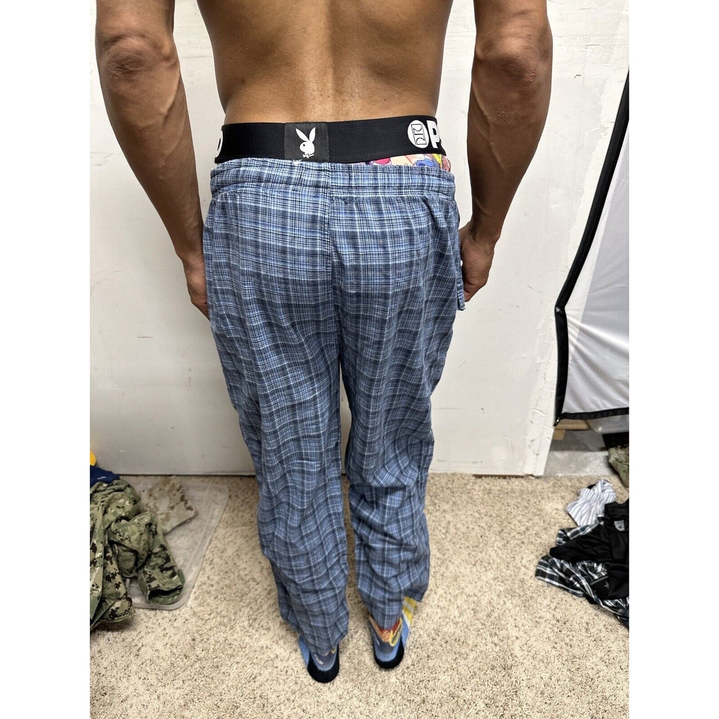Men’s Blue Plaid Hathaway Sport Small Lounge Pants Pajamas