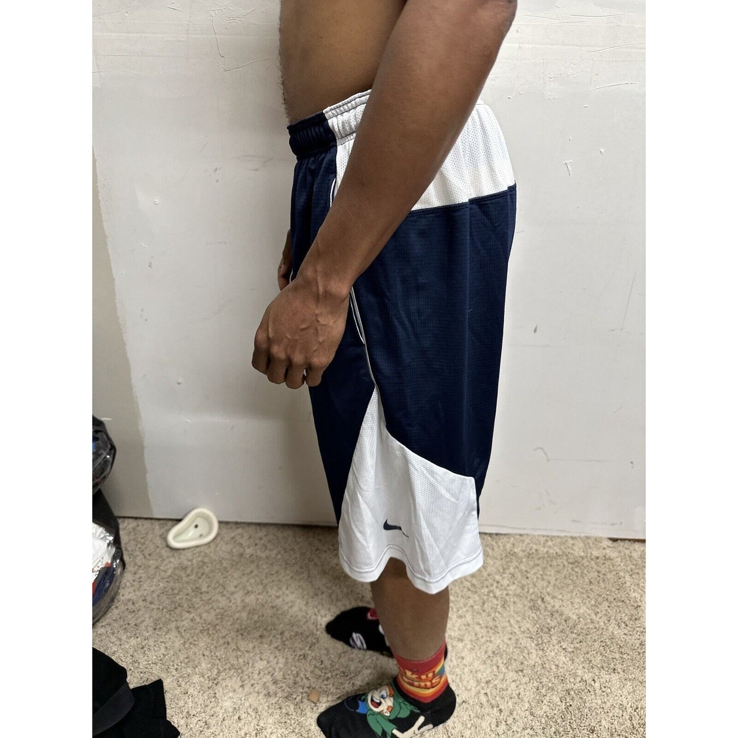 Men’s Nike Dri Fit Large Athletic Shorts Dri-fit Blue White With Pockets