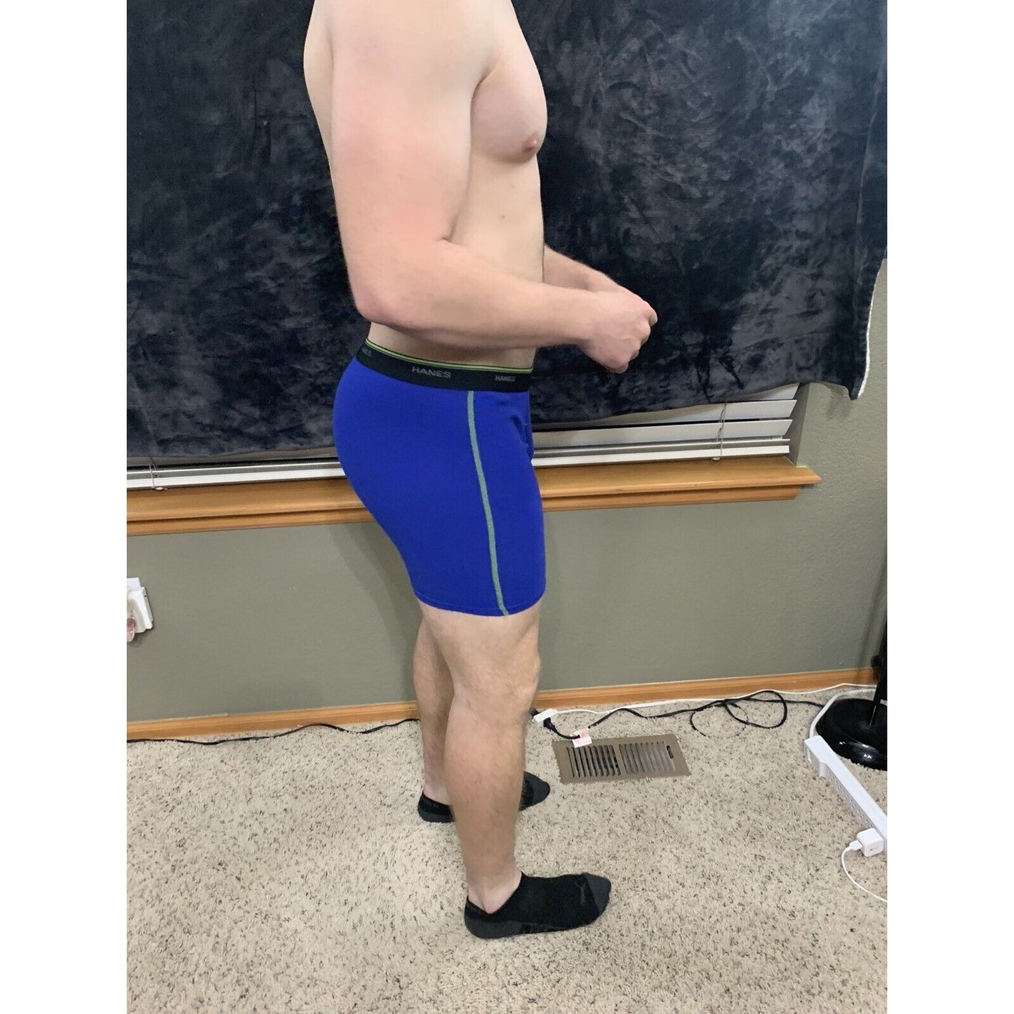 Men’s Hanes Comfort Flex Royal Blue Black Band Boxer Briefs