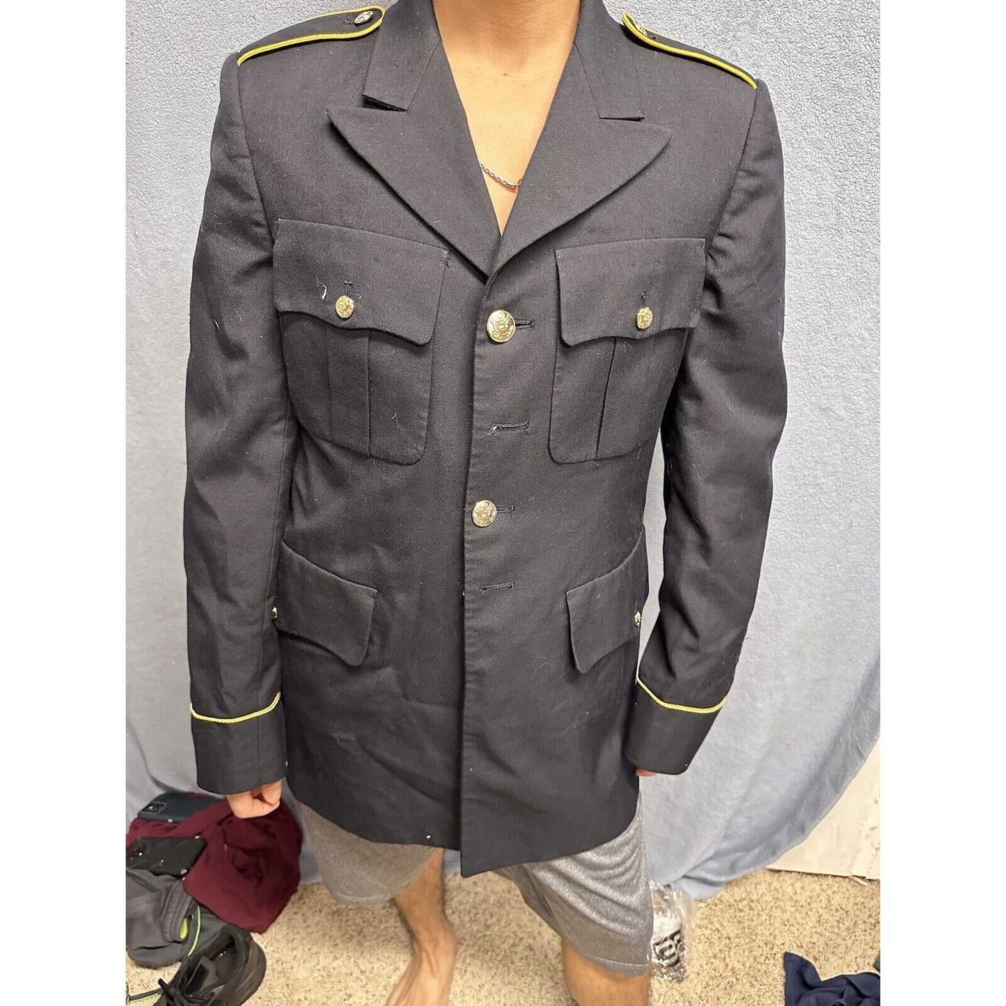 Men’s Army Coat Army Blue 450 Poly Wool 38L C Uniform Coat Top