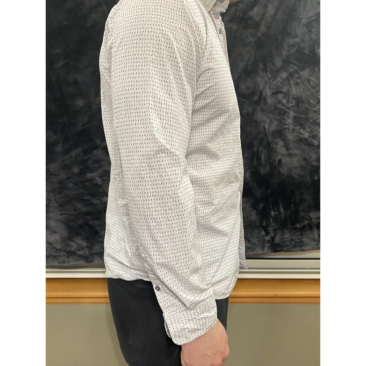 Mossimo Slim Fit Men’s Medium Gray with Black Confetti Button-down Long Sleeves
