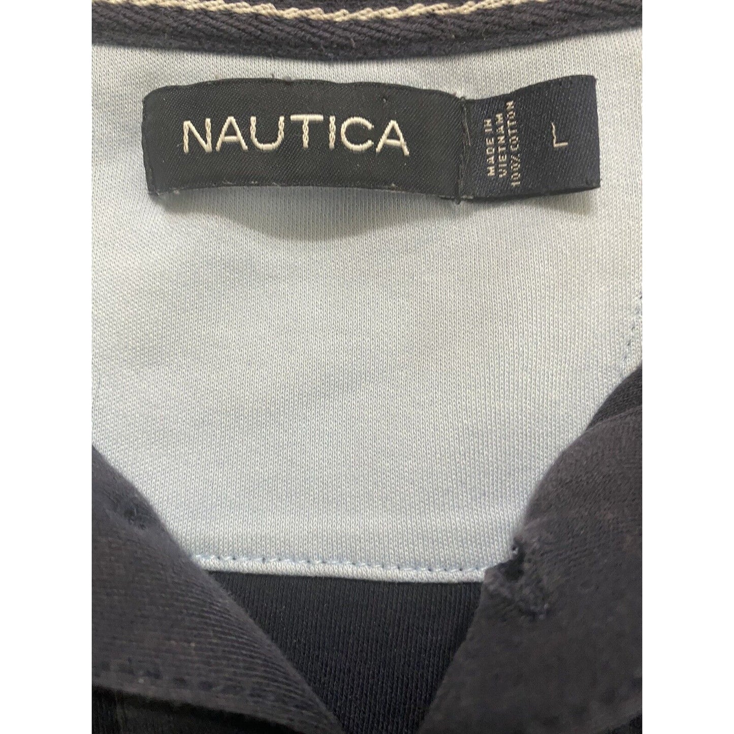 NAUTICA Navy Blue 100% Cotton Polo Short Sleeves Shirt Men’s Large