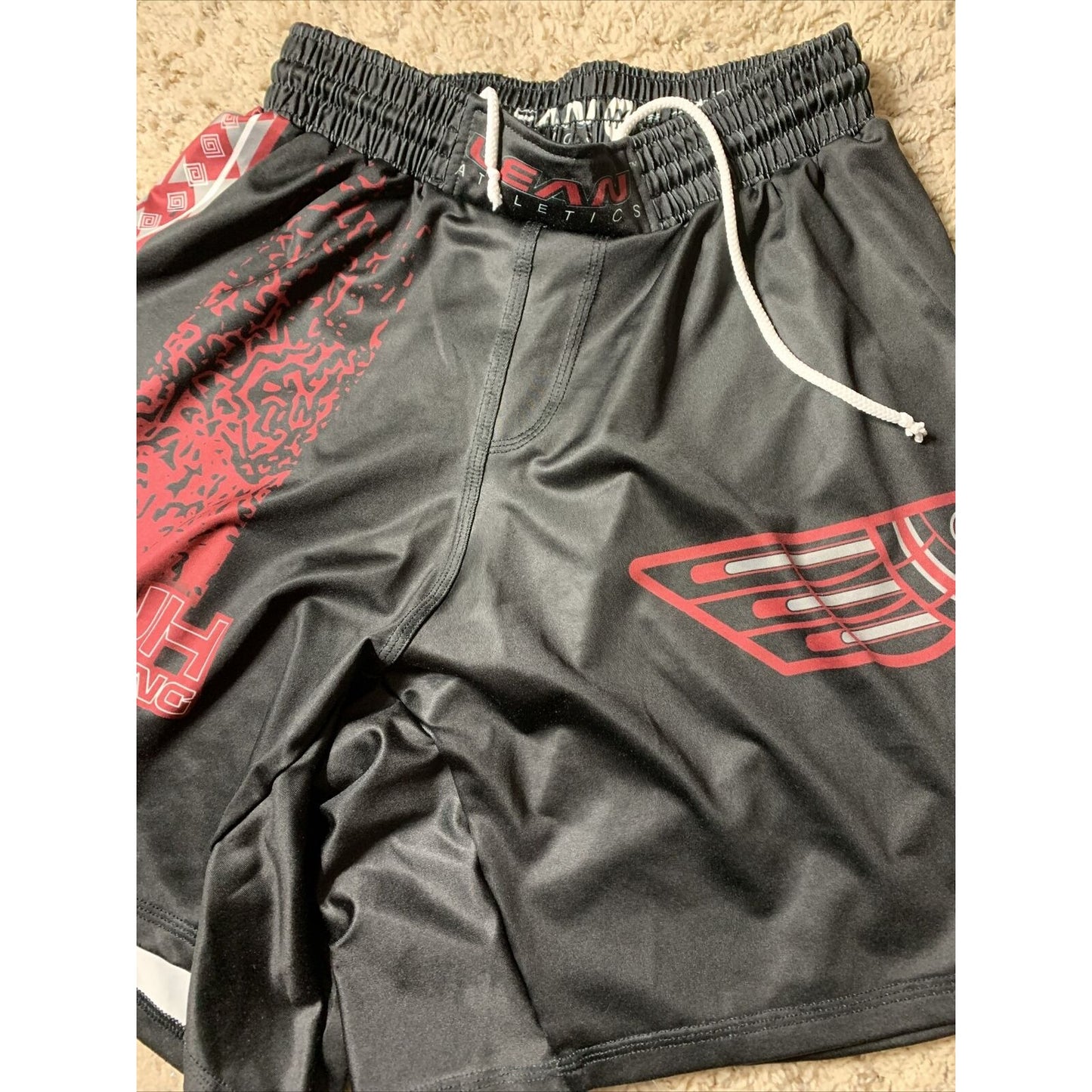 Lean Athletics Black And Maroon Youth XL Wrestling Shorts Stretchy Material