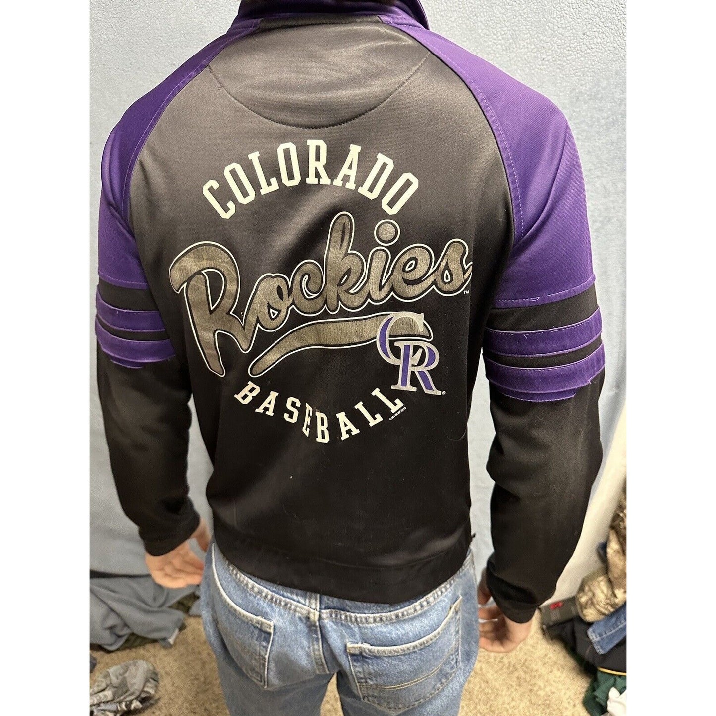 Men’s Carl Banks MLB Genuine Merchandise Purple Black Colorado Rockies M Jacket