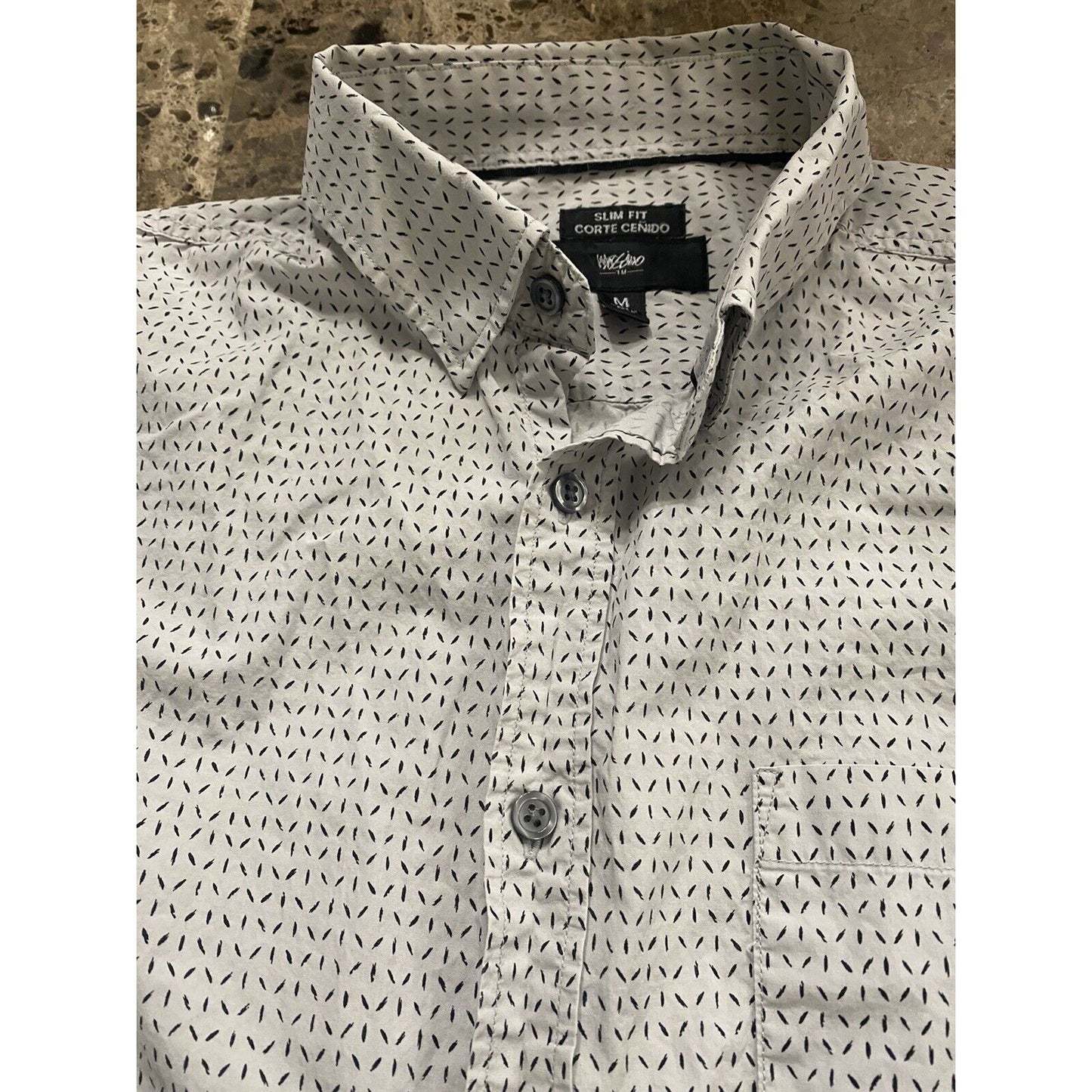 Mossimo Slim Fit Men’s Medium Gray with Black Confetti Button-down Long Sleeves