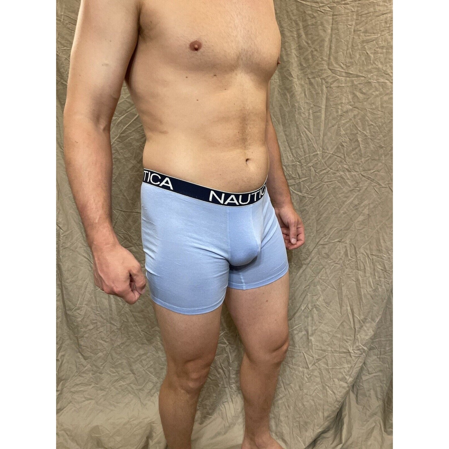 men's nautica 5% spandex boxer brief Light Blue Large