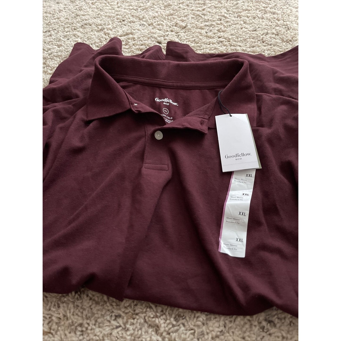 Men’s Maroon Goodfellow XXL Polo Shirt Short Sleeve
