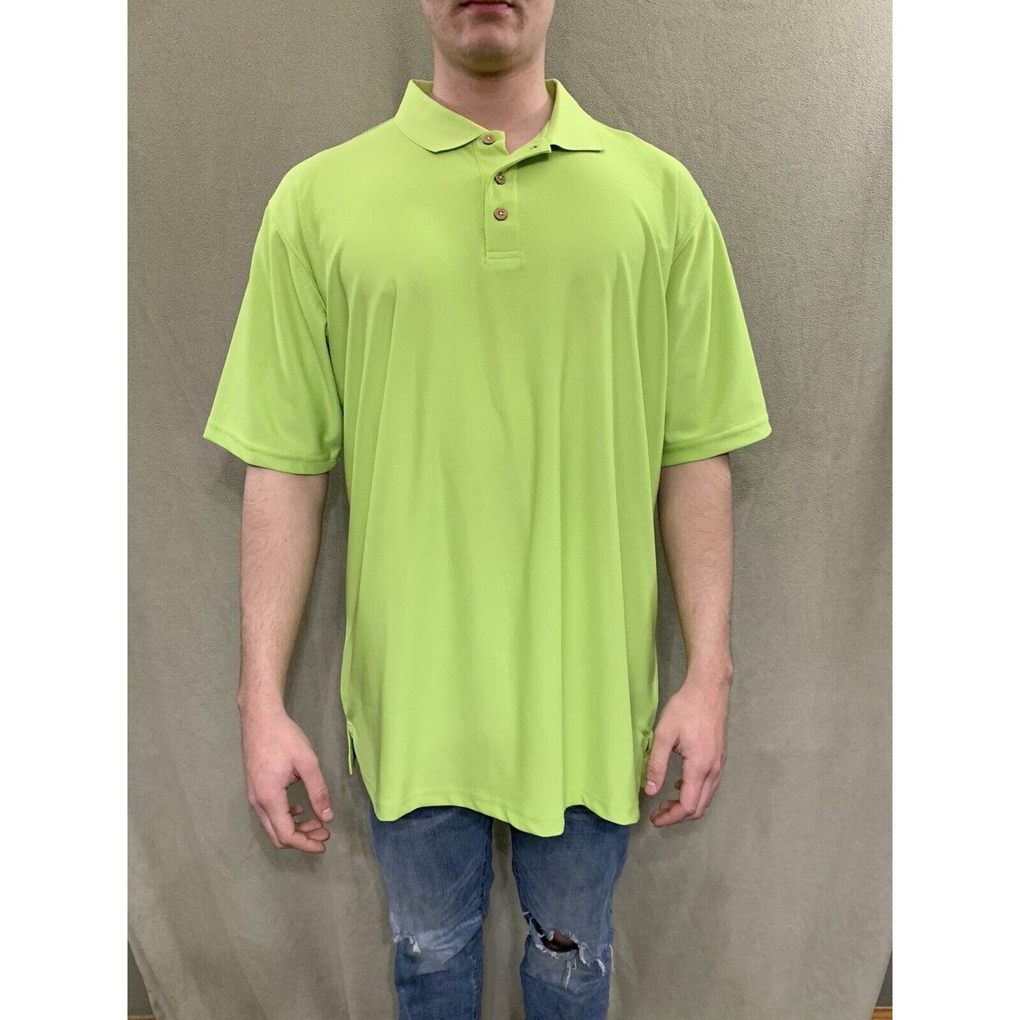 Men’s Large Lime Green Caribbean Palms Polo Shirt