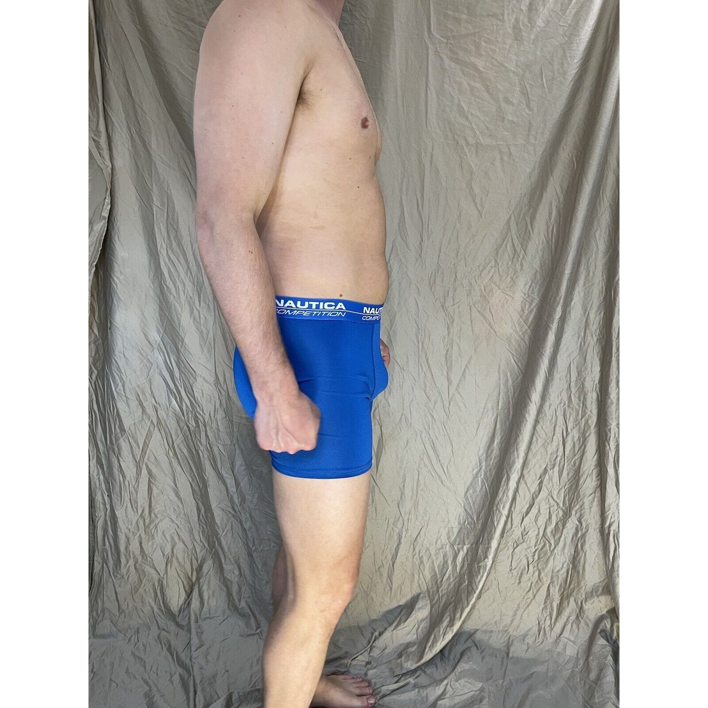 men's nautica large blue competition mesh compression boxer briefs