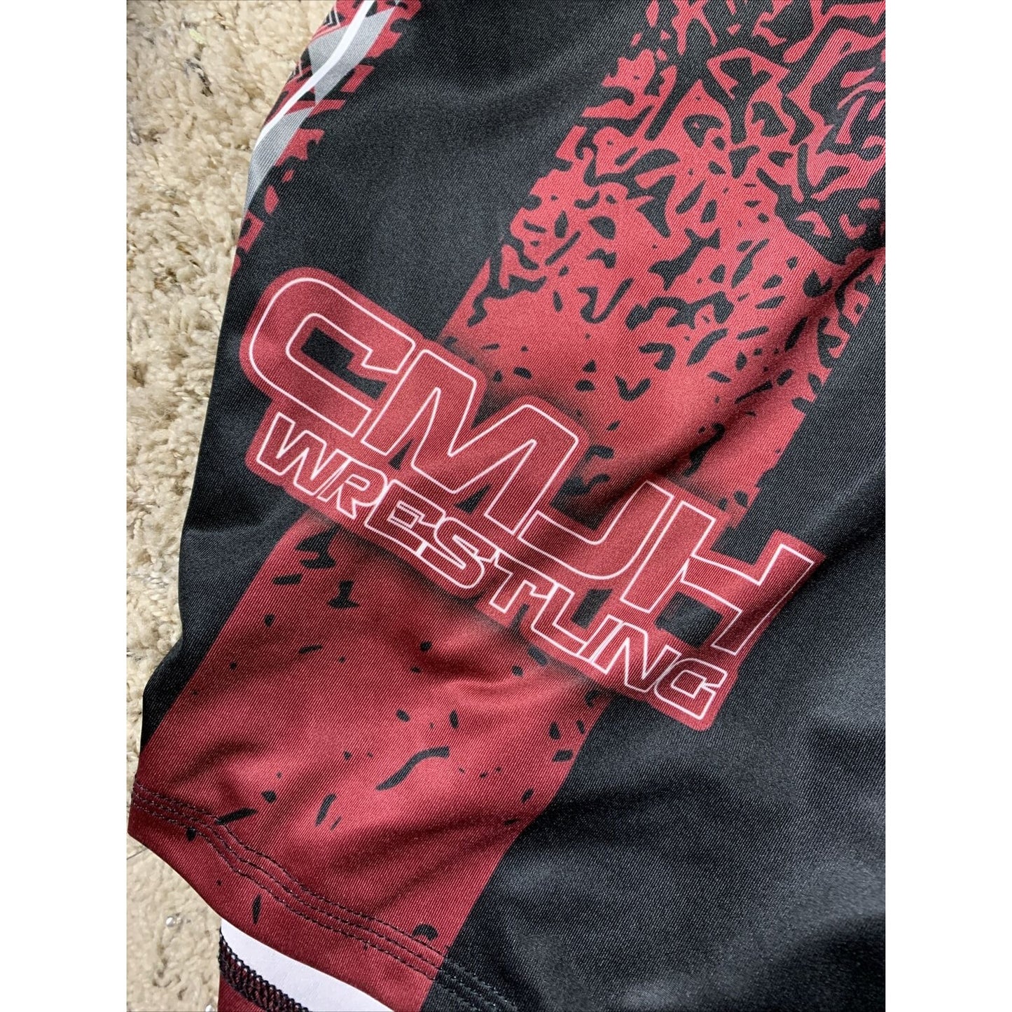 Lean Athletics Black And Maroon Youth XL Wrestling Shorts Stretchy Material