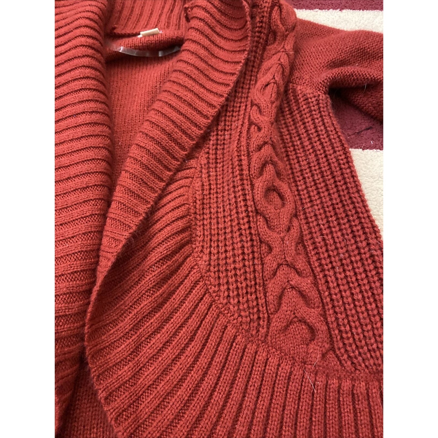 Mossimo Supply Co. Women's Medium Red Cable Knit Acrylic Cardigan Sweater