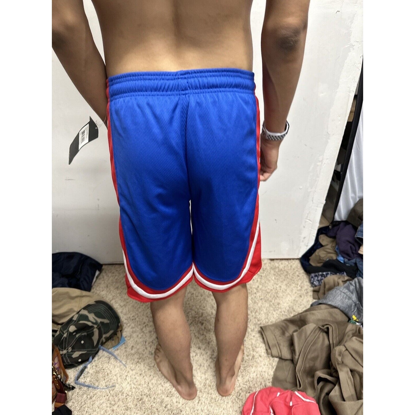 Boy’s Large Pistons NBA Adidas Performance Basketball Shorts Blue